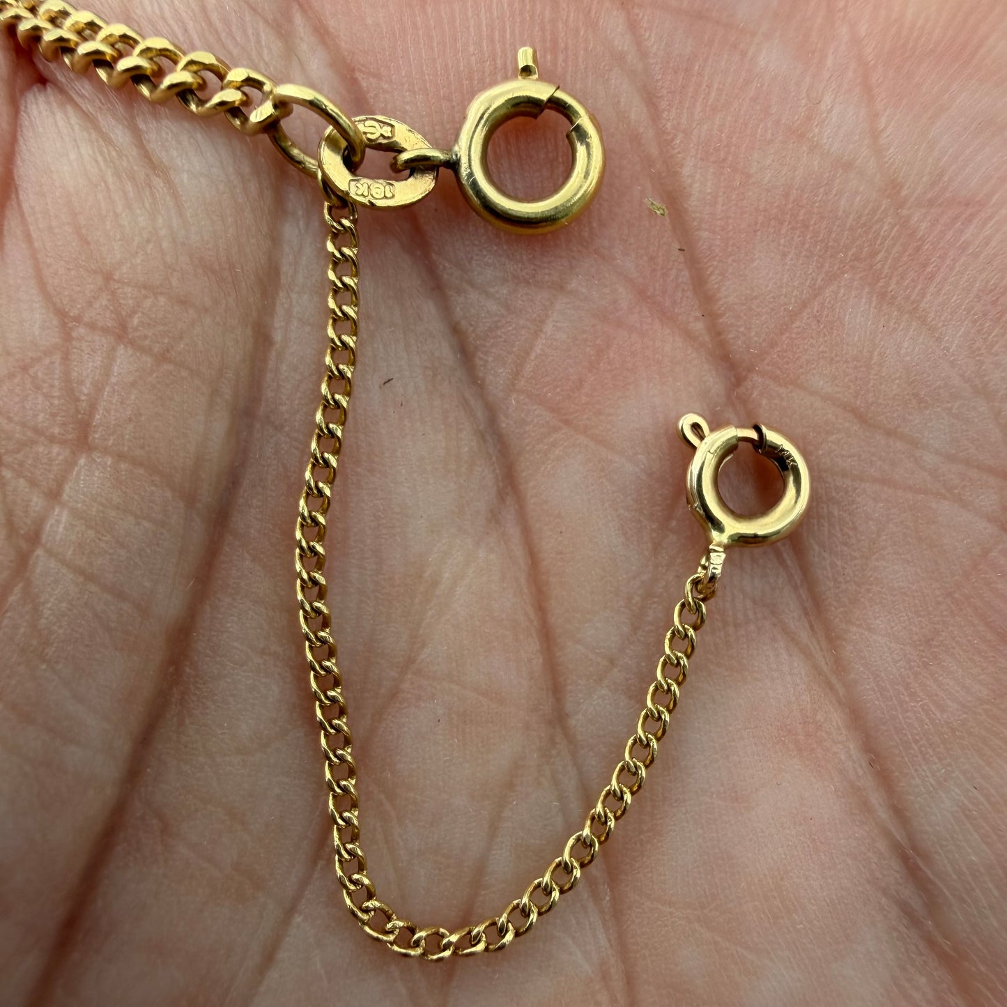 Art Deco Solid 18k Yellow Gold Cuban Curb Link Necklace By Griffith & Sons Co. (20”)