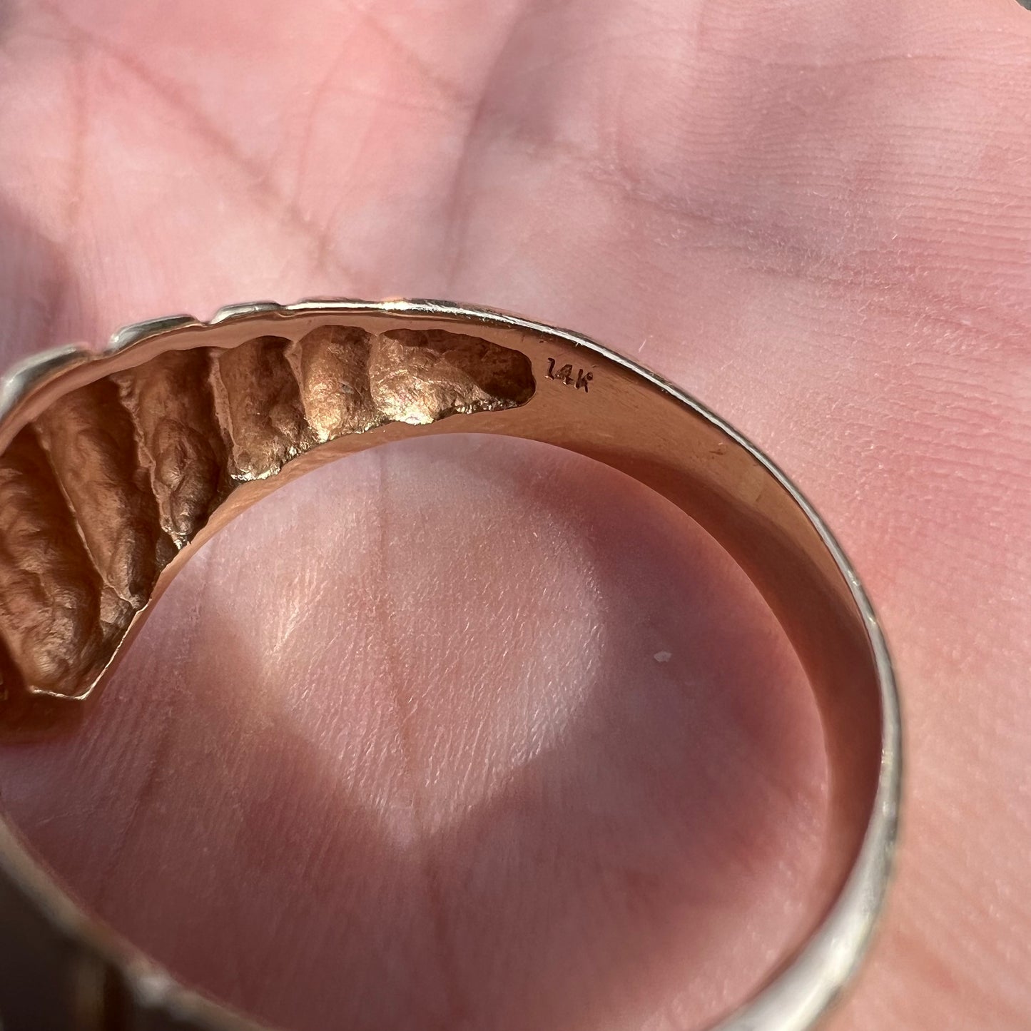 1990’s Solid 14k Gold Good Luck Bucking Stallion Horseshoe Ring (12.5)