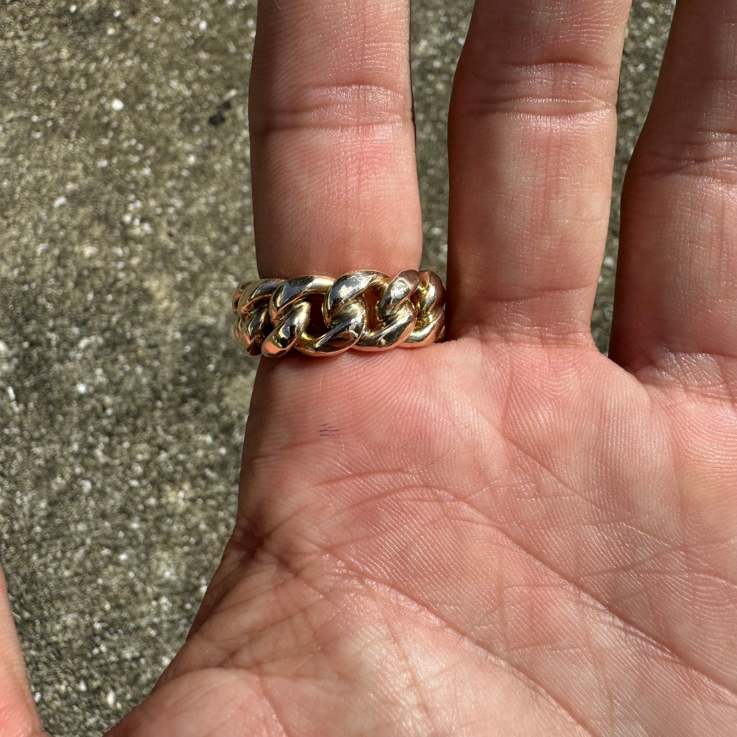 Immaculate Custom Solid 10k Yellow Gold Heavyweight Chunky Miami Cuban Link Ring (8.25)