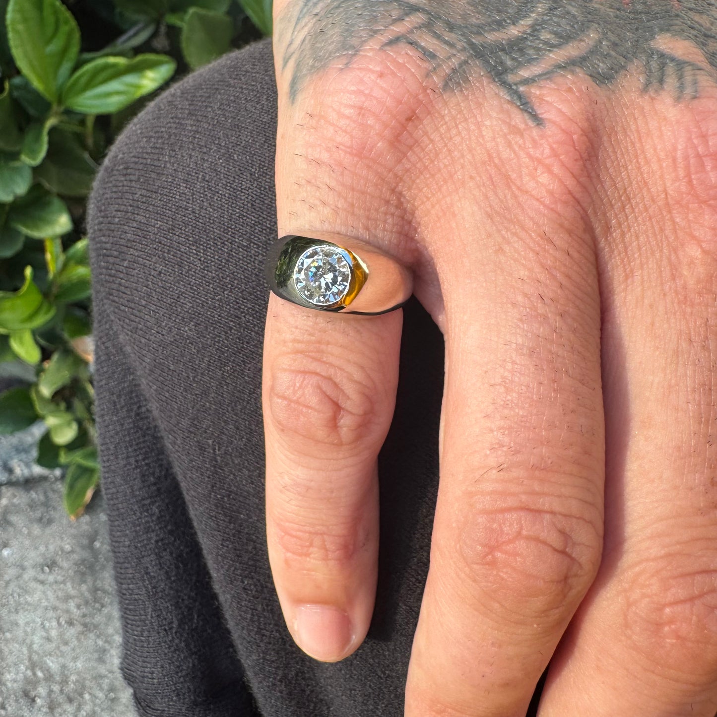 Antique Solid 14k White Gold 1.25ct Natural Old Euro Cut Diamond Gypsy Ring (7.25)