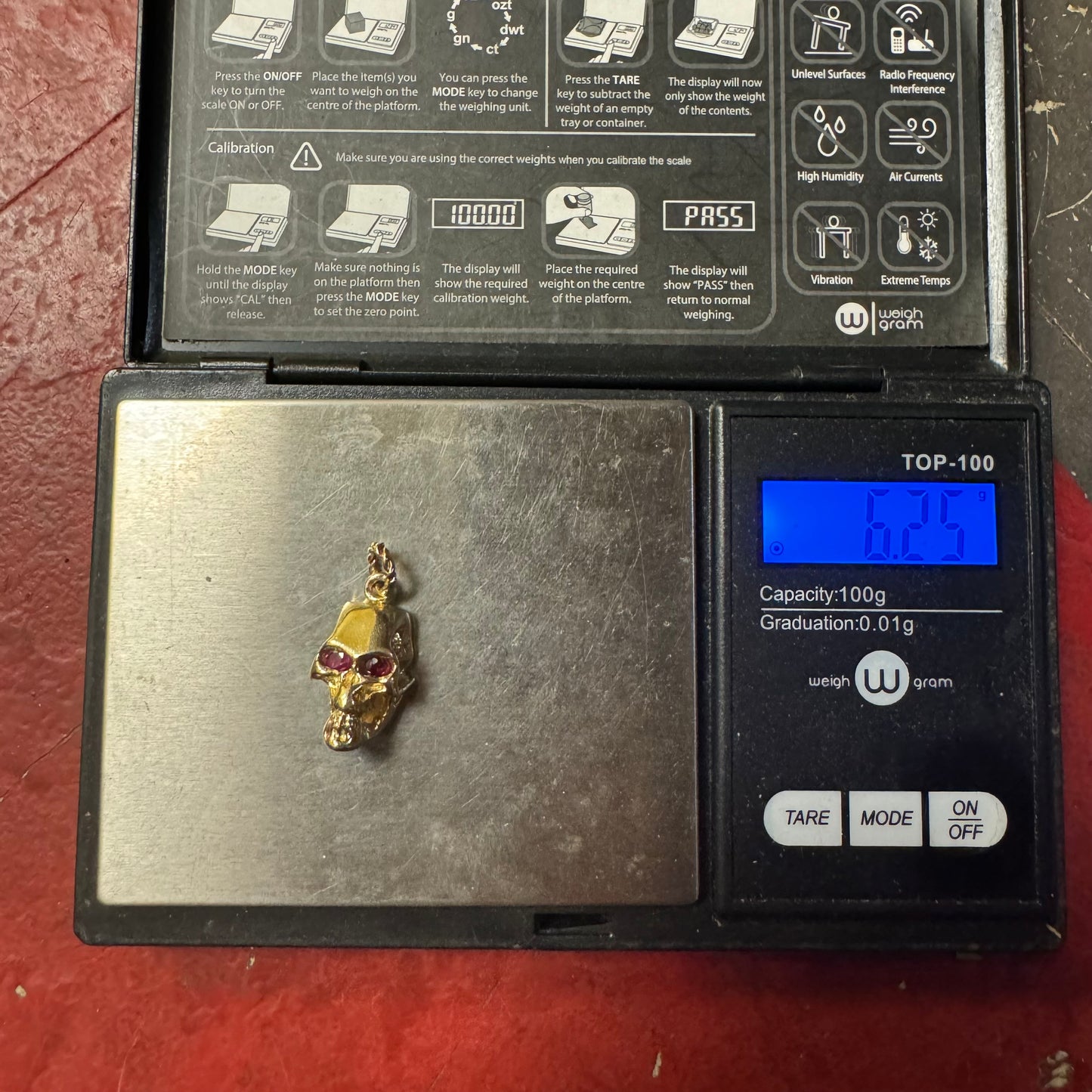 Custom 18k Yellow Gold Reaper Deaths Head Skull Pendant