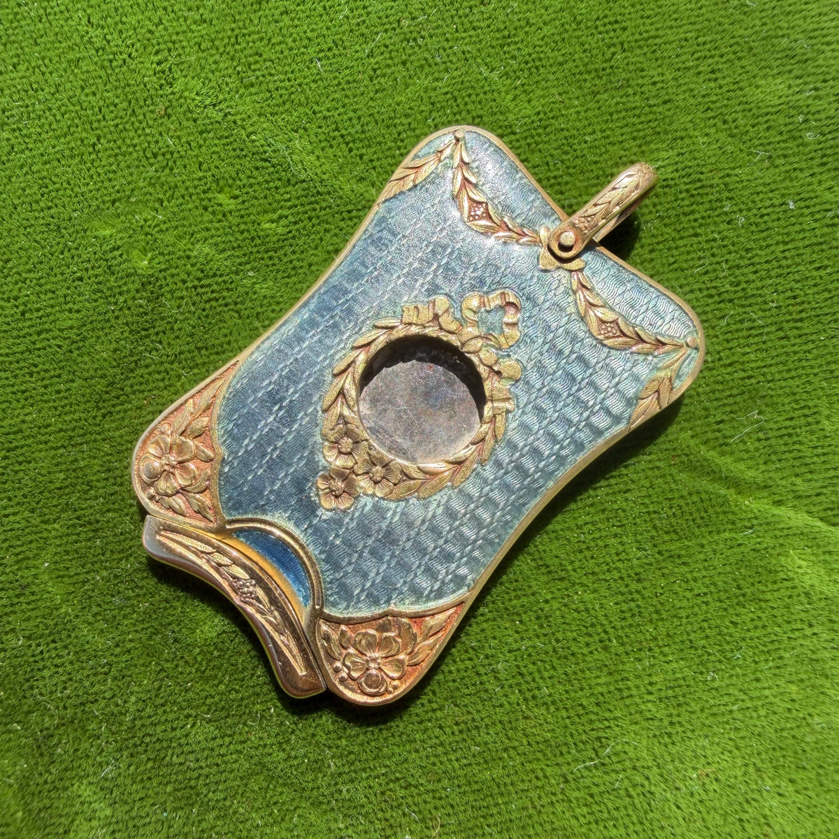 Victorian French 18k Yellow Gold Guilloche Enameled Watch Chain Cigar Cutter Fob Necklace Set (14”)
