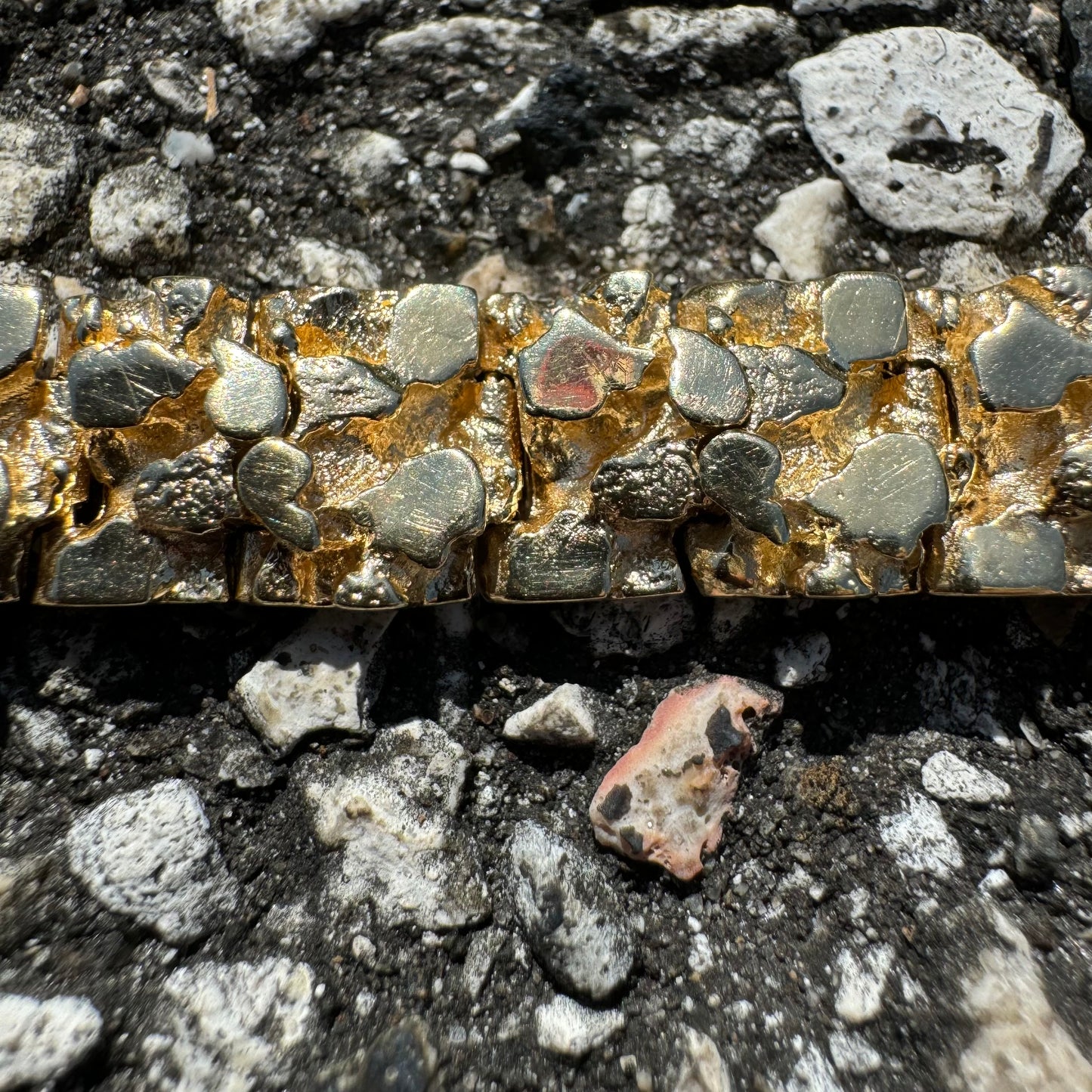 1980’s Solid 14k Yellow Gold Heavyweight Nugget Bracelet (7.25”)