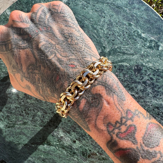 Mid-Century Tiffany & Co. Solid 14k Yellow Gold Heavyweight Chunky Chino Link Bracelet (8”)