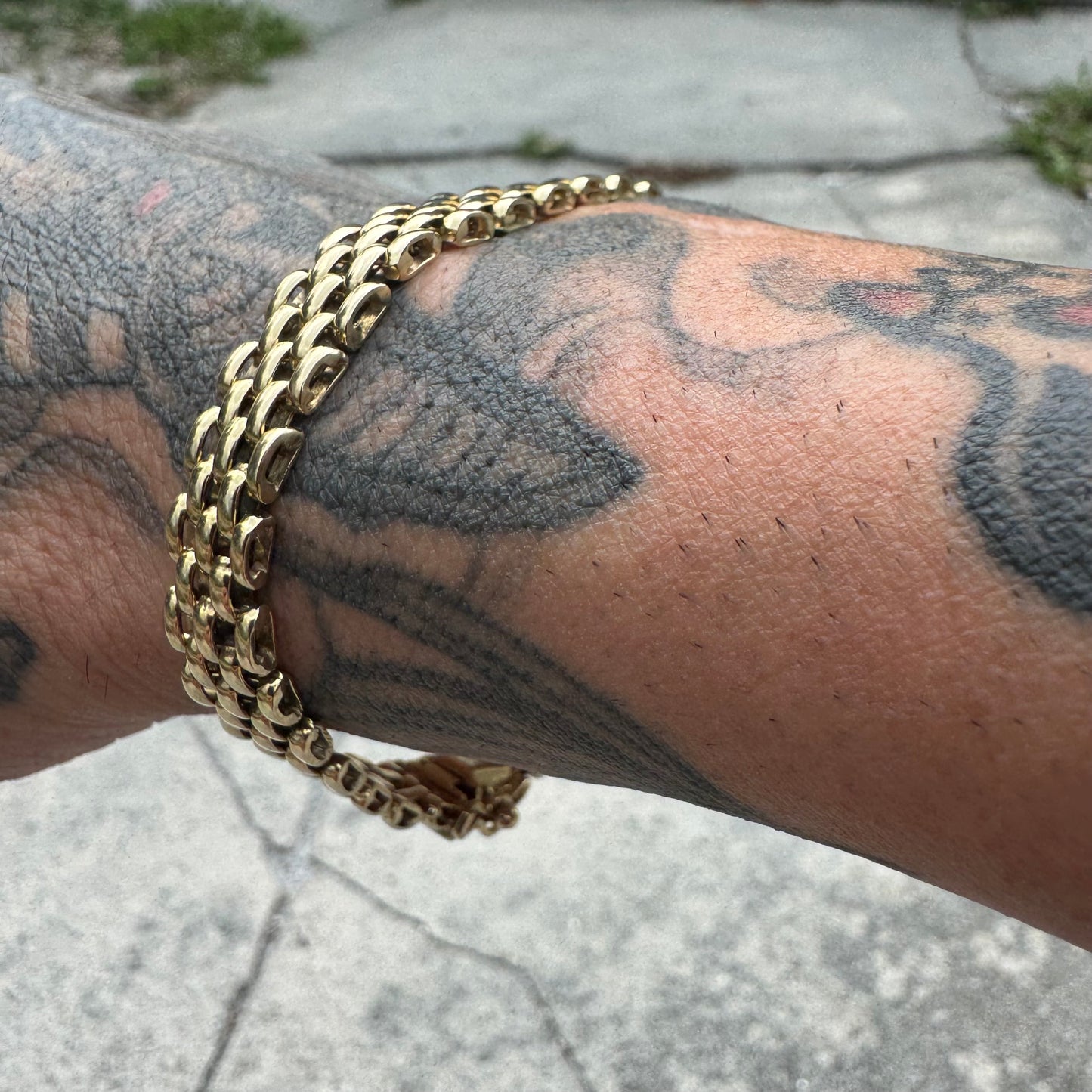 Vintage Solid 14k Yellow Gold Panthère Link Bracelet (7.25”)