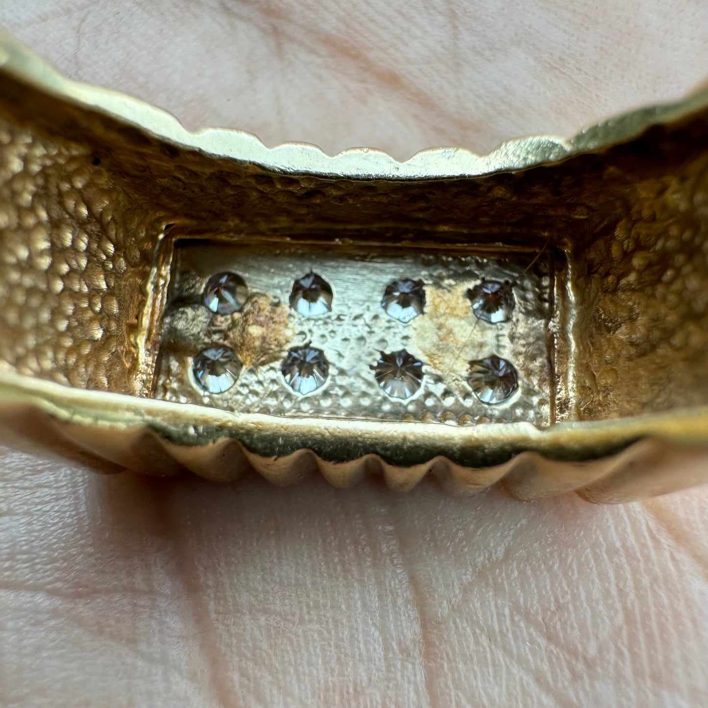 1960’s/70’s Solid 14k Yellow Gold .32CTW Natural VS Diamond Cluster Rectangular Tartelette Ring (9)