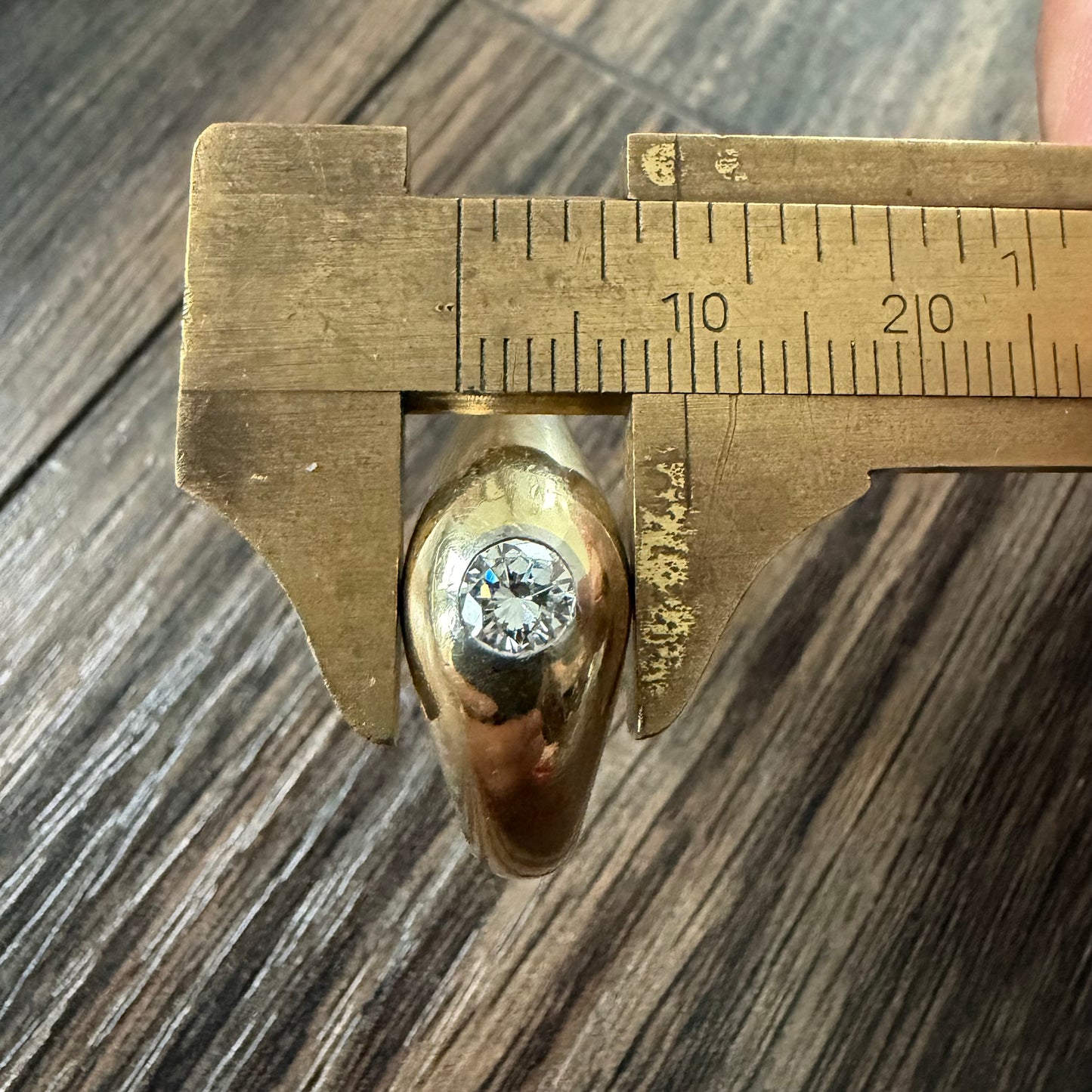 Art Deco Solid 14k Yellow Gold .40ct Natural VS Old Euro Cut Diamond Rub Over Gypsy Ring (8.5)