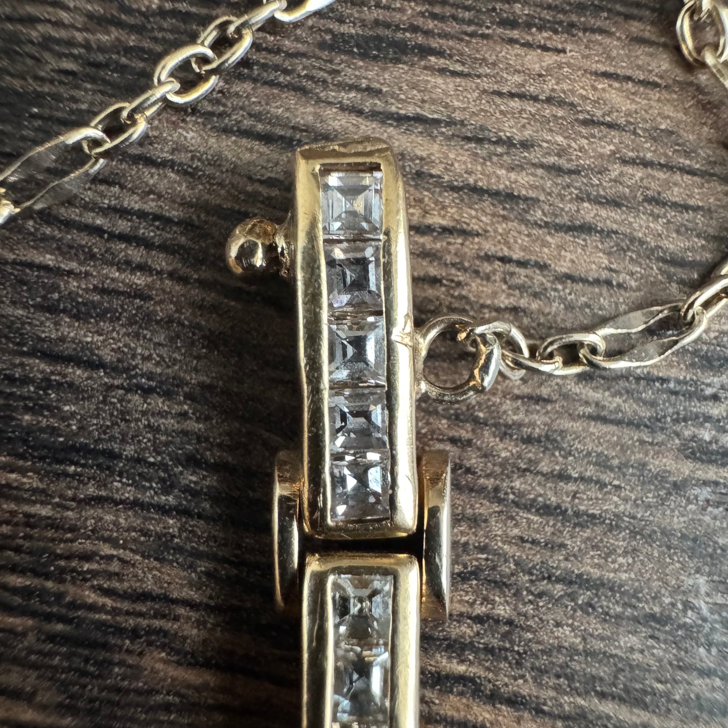 Vintage Custom Hand Crafted Solid 18k Yellow Gold 3.5CTW Natural Princess Cut Diamond Bracelet (6.5”)