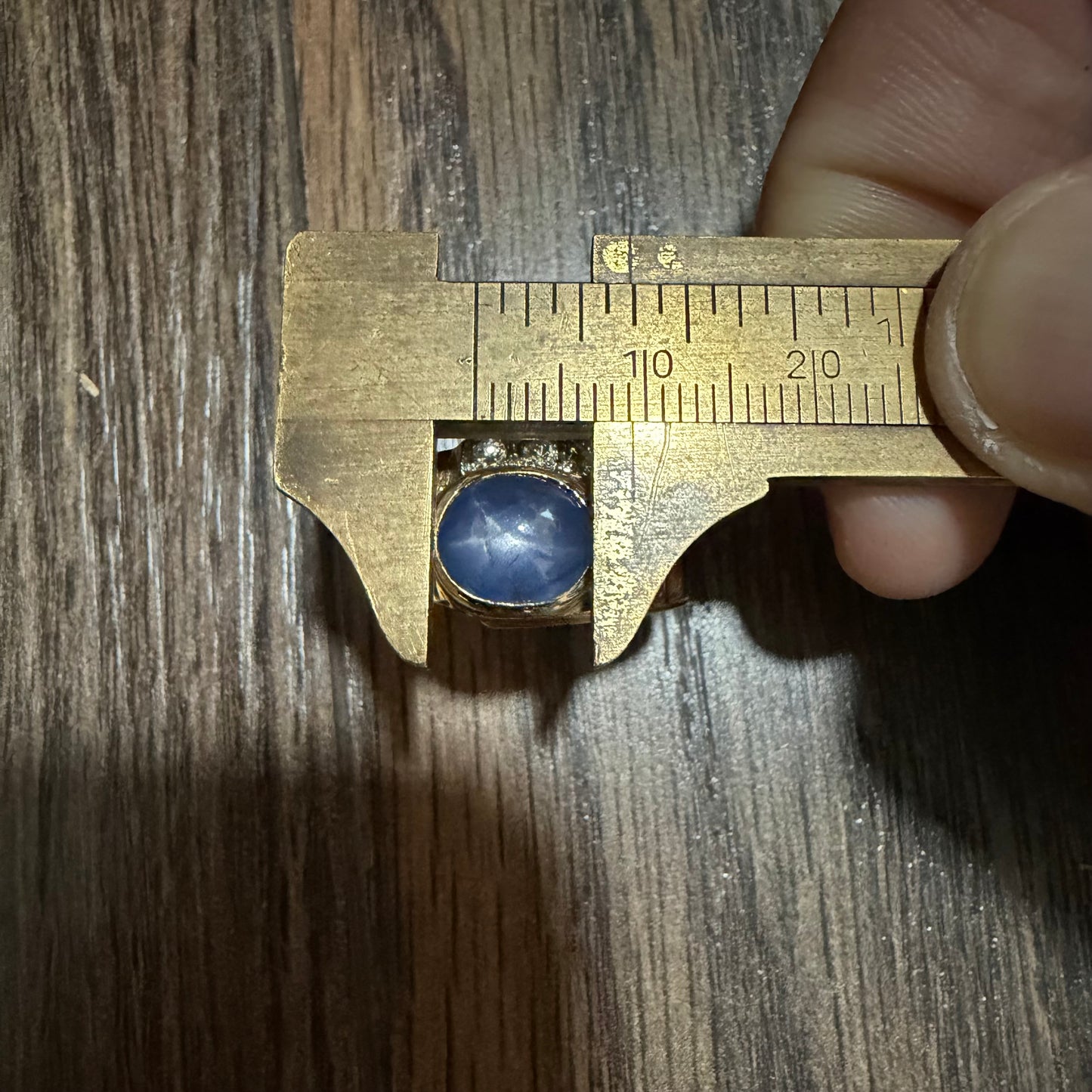 Art Deco Solid 14k Yellow Gold Natural Blue Star Sapphire Old Euro Cut Diamond Ring (8)