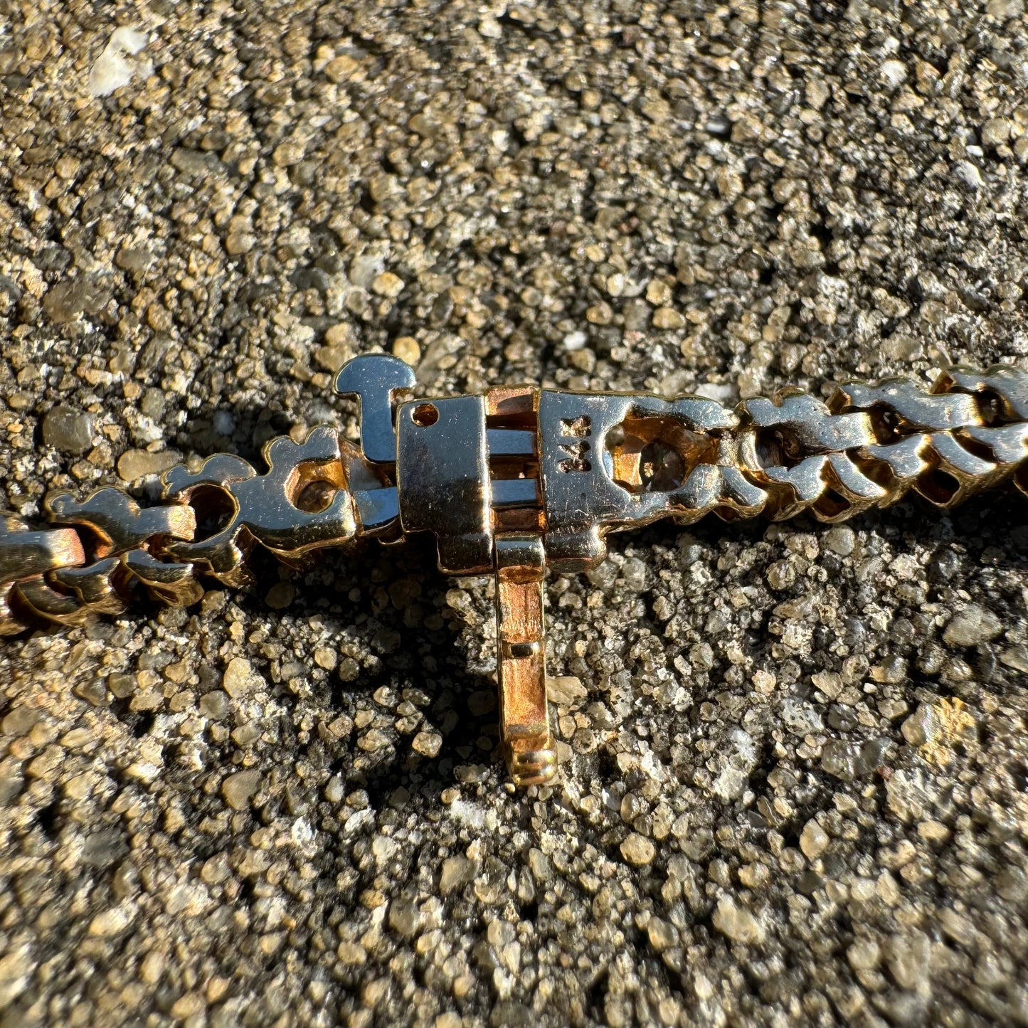 Vintage 14k Yellow Gold 2.25CTW Natural Diamond S-Link Tennis Bracelet (7.4”)