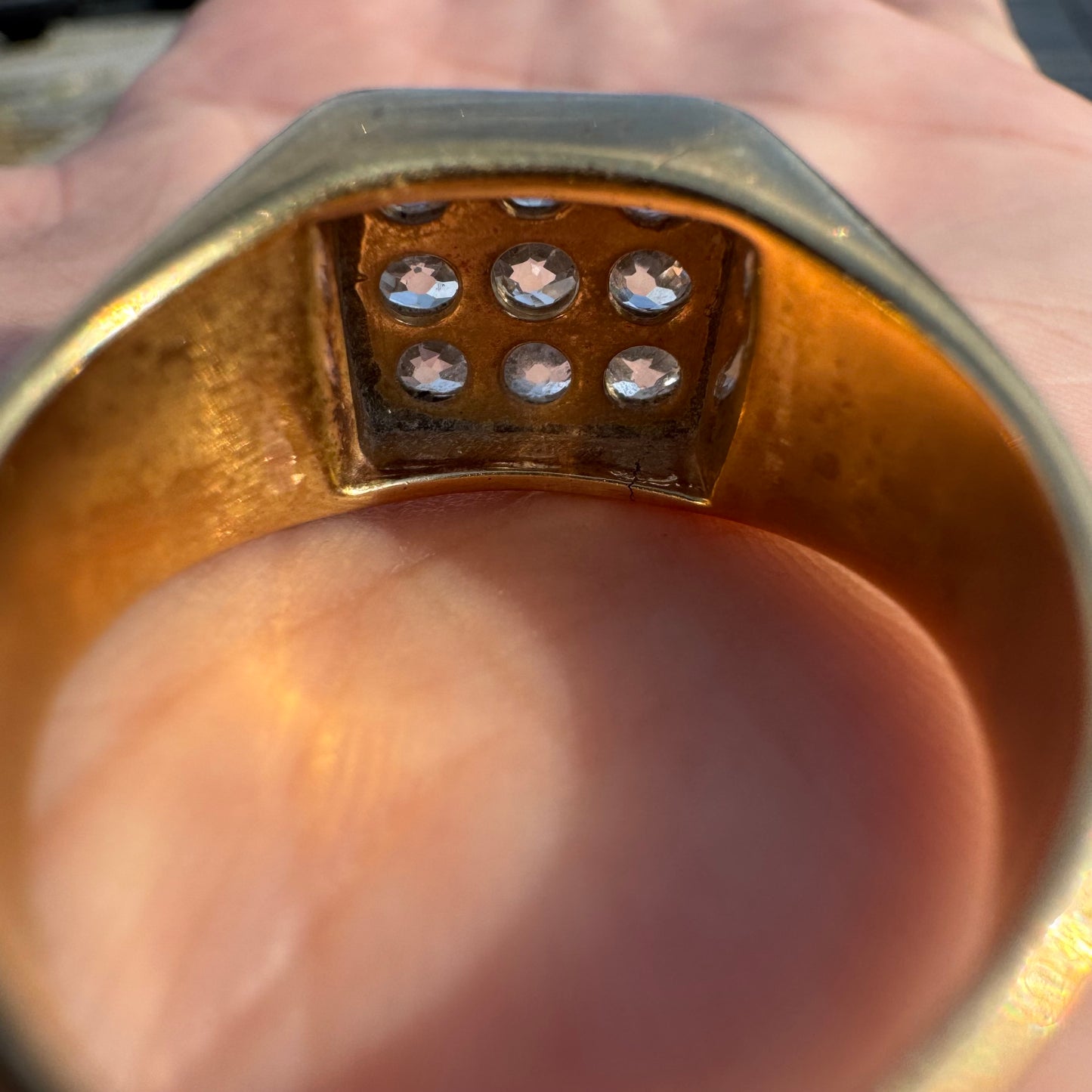 Antique 18k Yellow Gold 1.35ctw Natural Old Mine Cut Diamond Cluster Gents Ring (10.75)