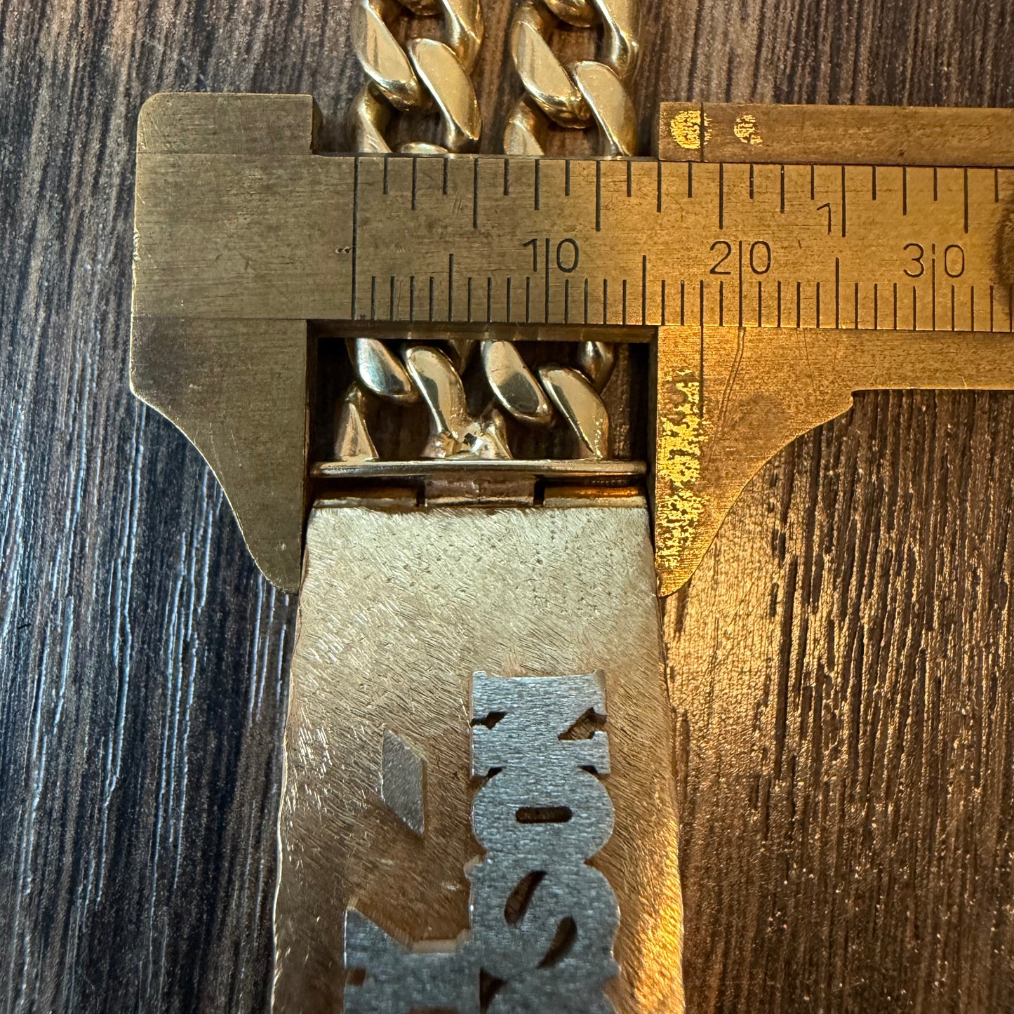 Vintage Solid 18k Yellow Gold Custom Made Heavyweight Harley-Davidson Curb Link ID Bracelet (7.25”)