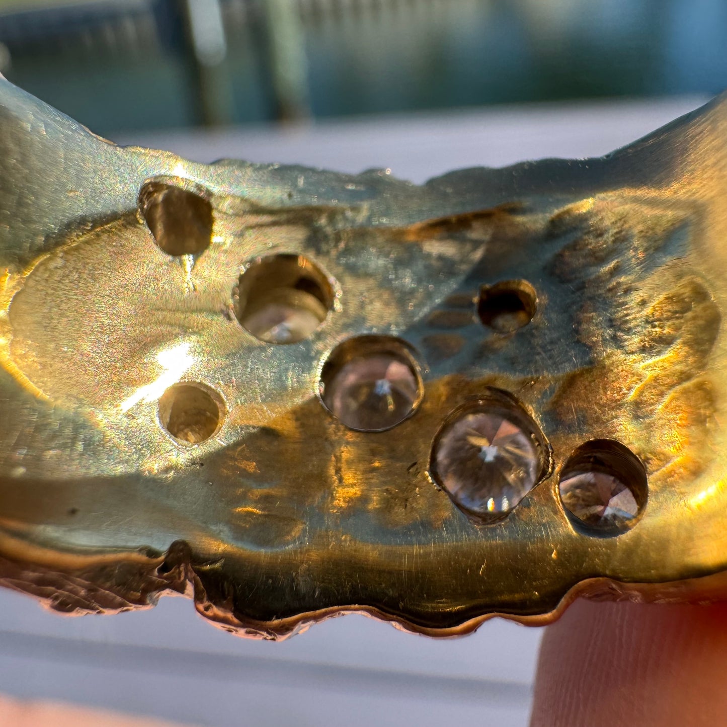 1980’s Solid 14k Yellow Gold 1.25ctw Natural Diamond Nugget Ring (11)