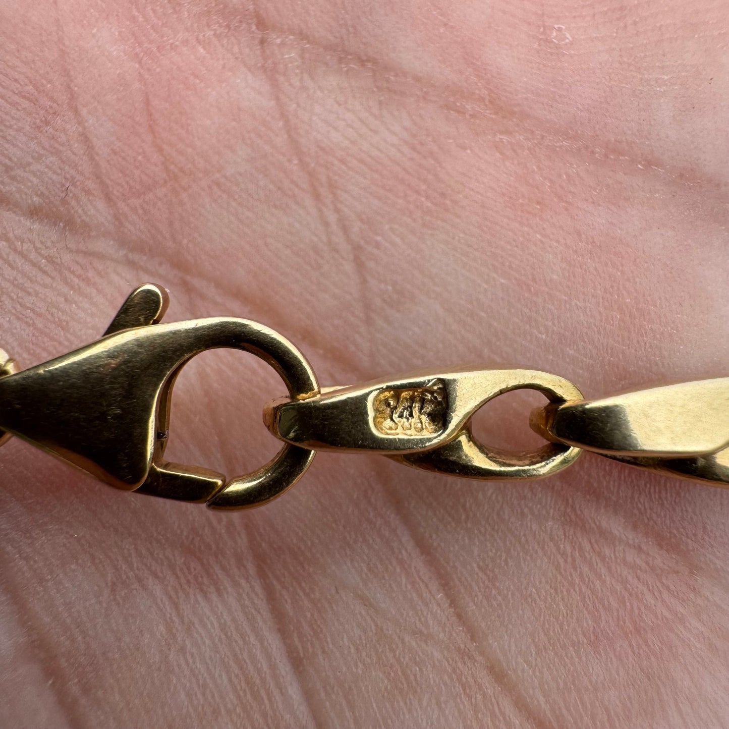 Vintage 14k Yellow Gold Solid Puffed Gucci Twisted Mariner Link Necklace (19”)