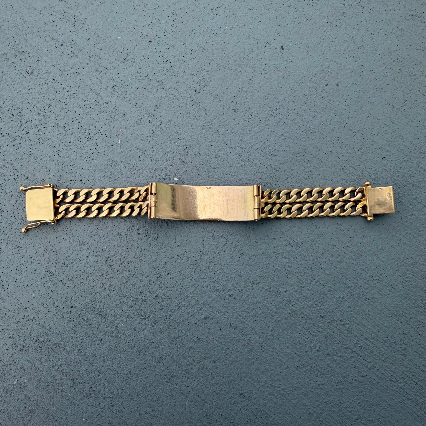 Vintage Solid 18k Yellow Gold Custom Made Heavyweight Harley-Davidson Curb Link ID Bracelet (7.25”)