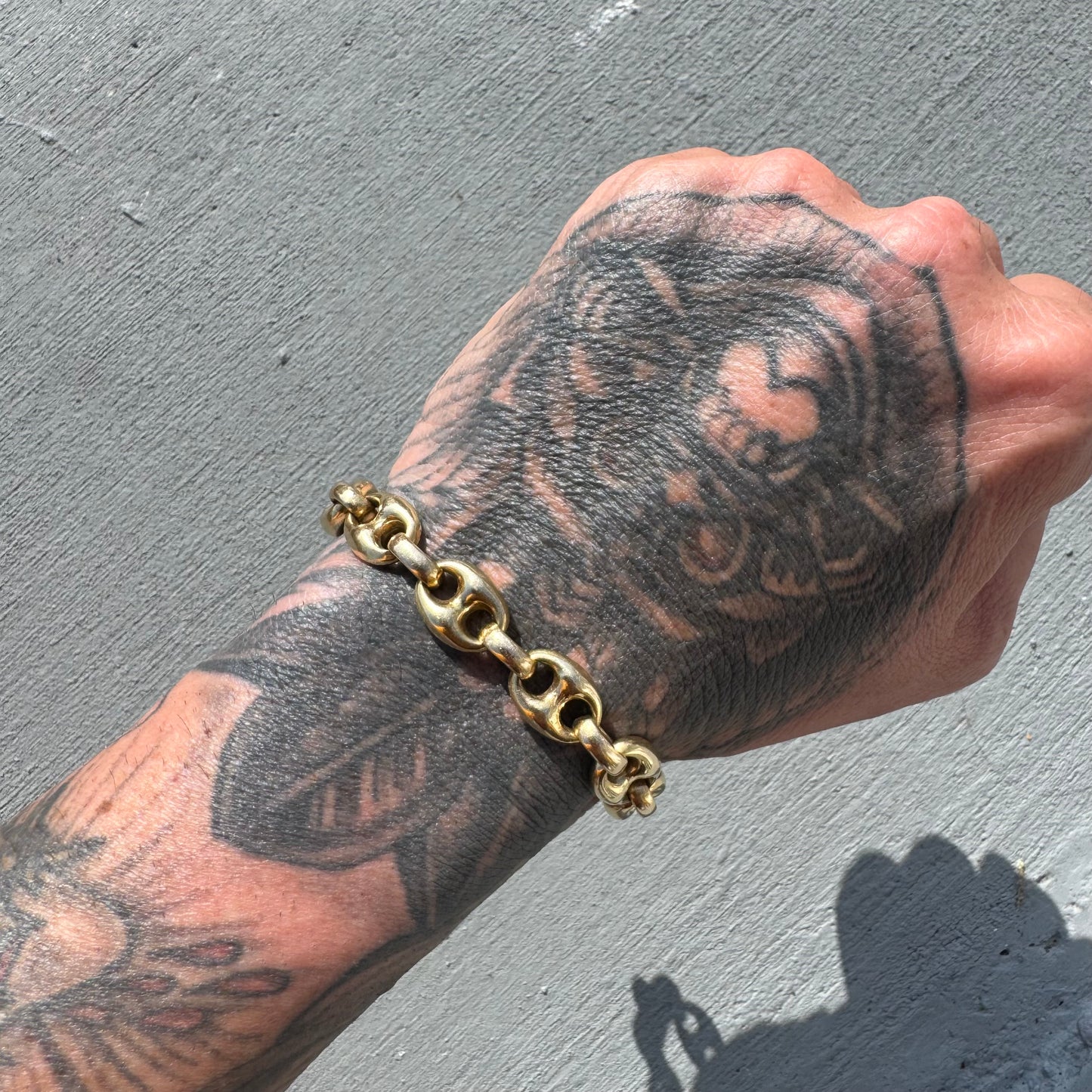 Vintage Fully Solid 14k Yellow Gold Super Heavyweight Puffed Mariner Link Bracelet (8.25”)