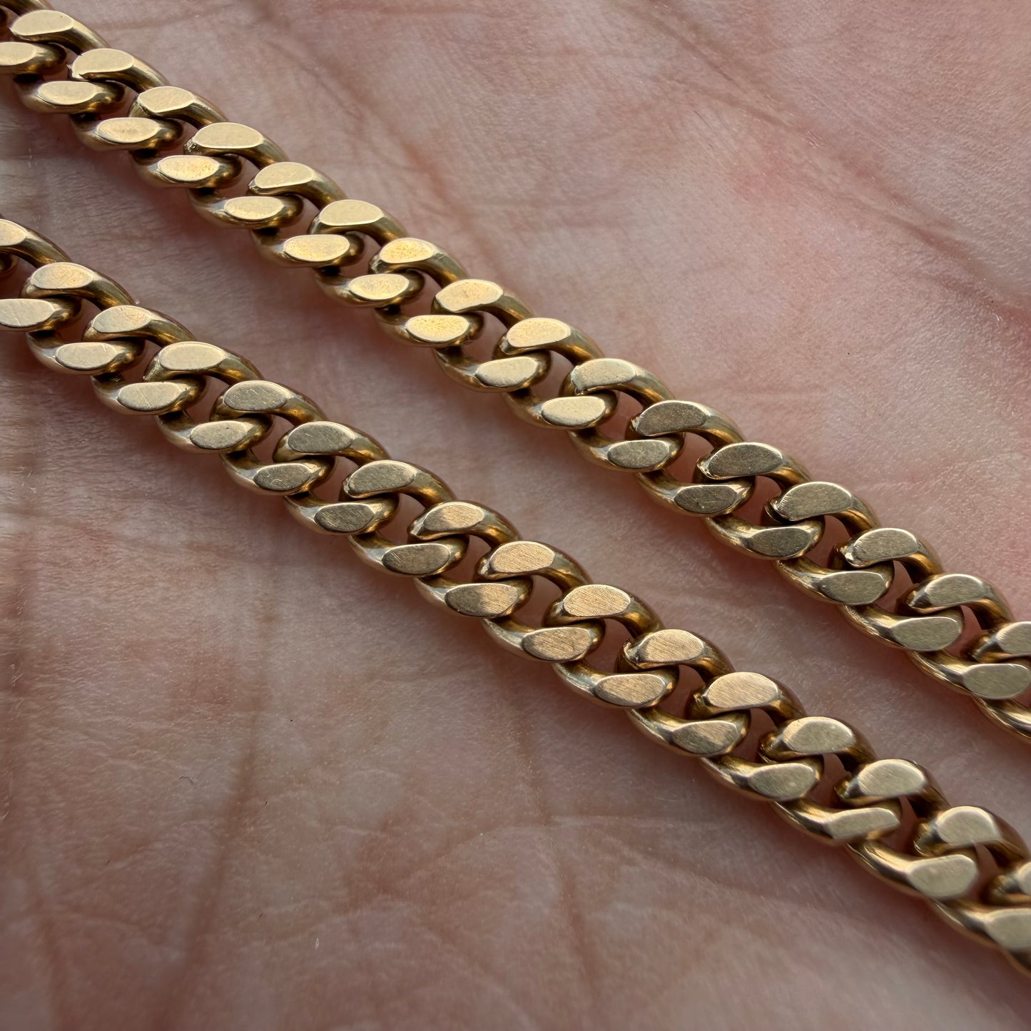 1917 Solid 14k Yellow Gold Double Albert Curb Link Watch Chain Necklace (22.5”)