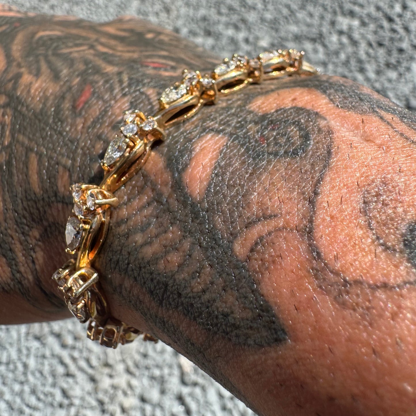 Vintage Solid 14k Yellow Gold 6.0ctw Natural Diamond Bracelet (7”)