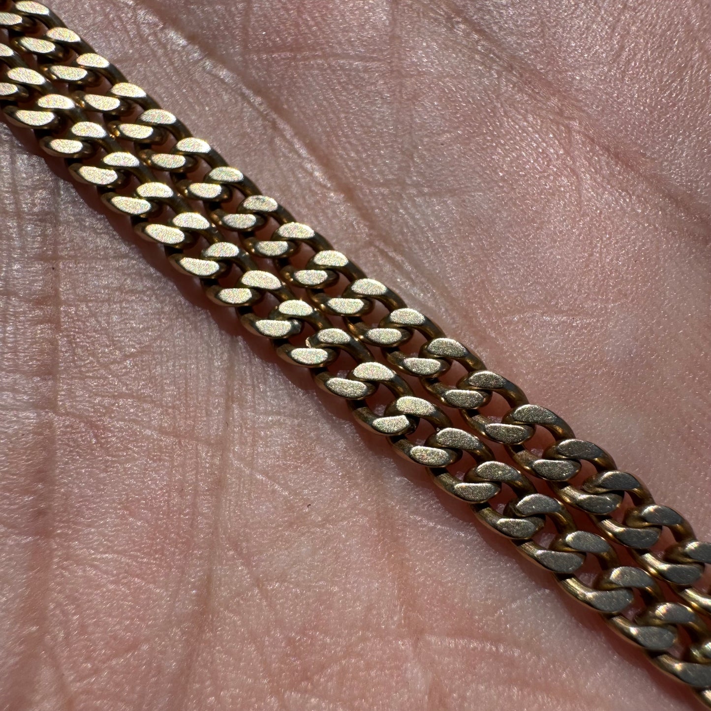 1915 Solid 14k Yellow Gold Double Albert Curb Link Watch Chain Necklace (18.5”)