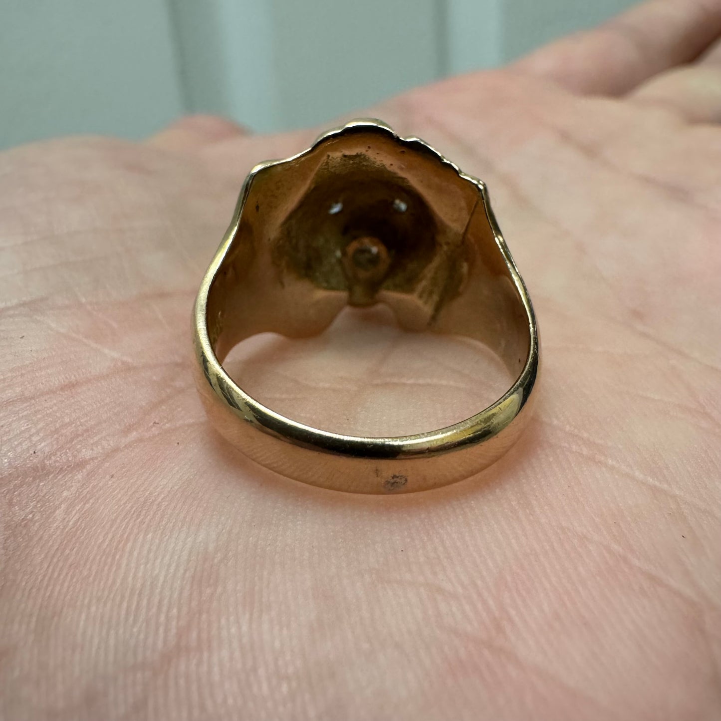 Victorian Era Solid 14k Yellow Gold .50Ct Natural Old Euro Cut Diamond Lion Ring (7.5)