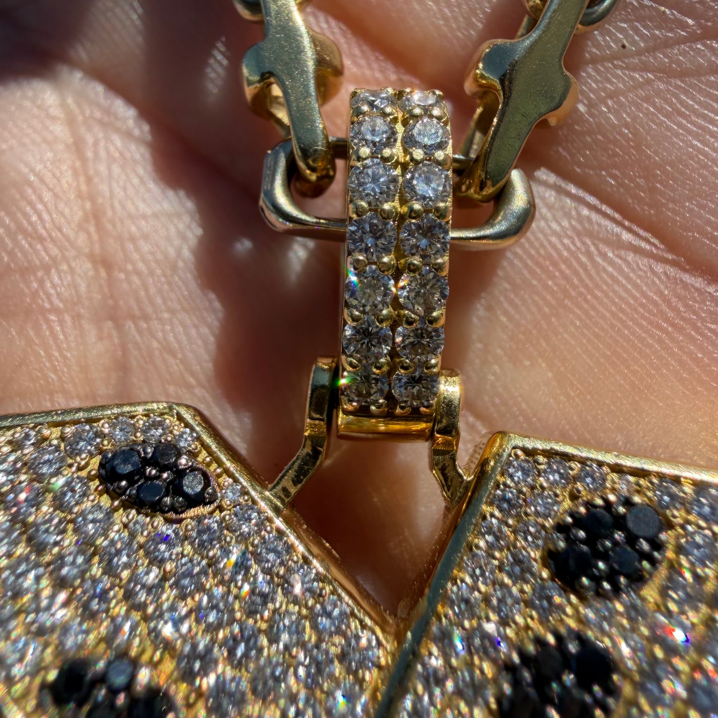 Custom Made Solid 18k Yellow Gold 5.15CTW Natural VS Diamond Encrusted Dice Pendant