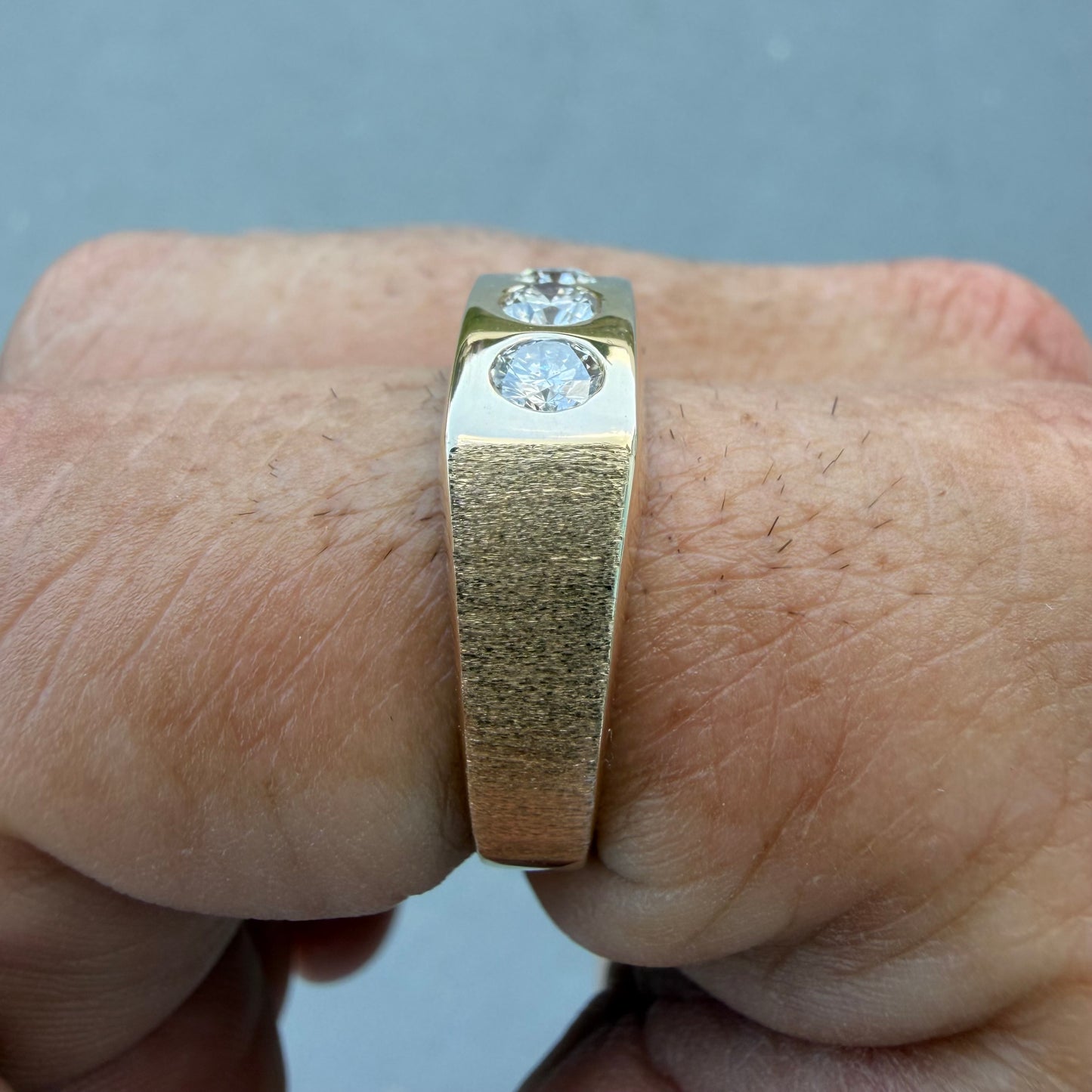 Vintage Solid 14k Yellow Gold .75ctw Natural Diamond Trilogy Ring (10.5)