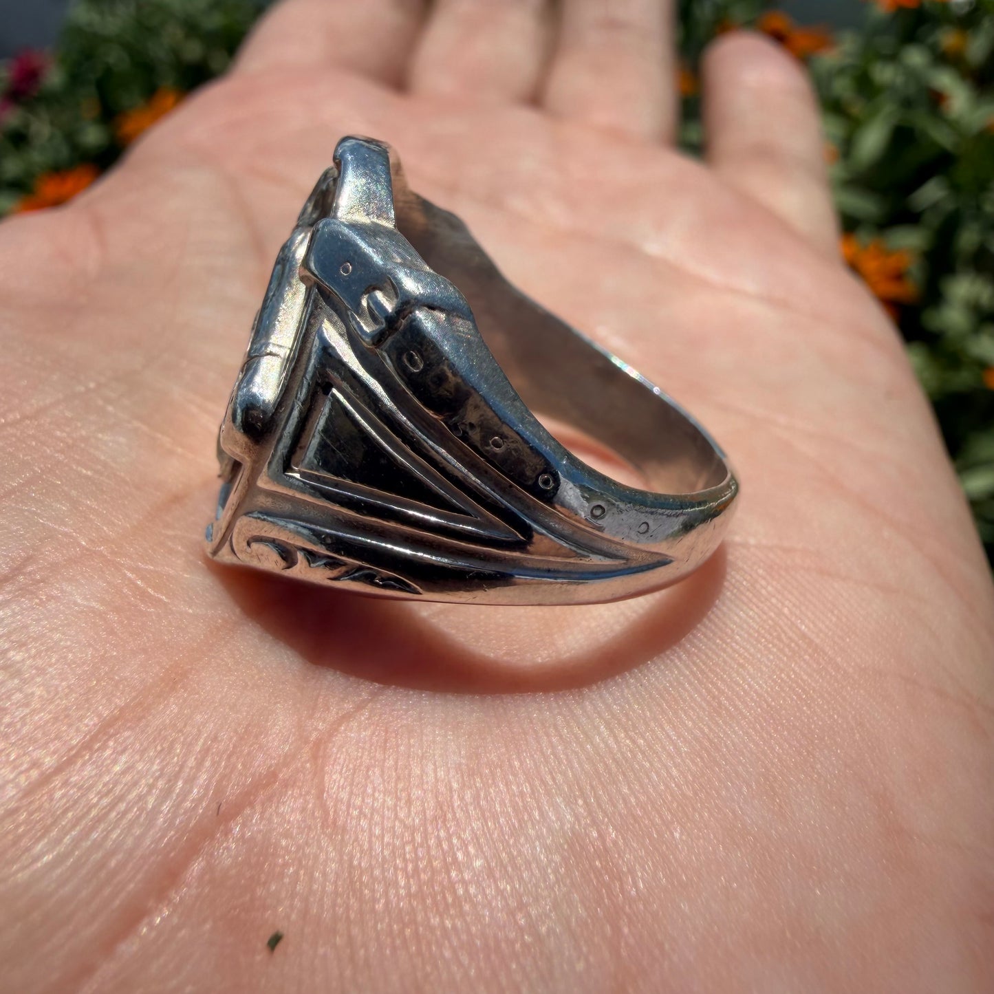 1930’s Bell Trading Post Natural Old Mine Cut Diamond Goodluck Horseshoe Ring (10.25)