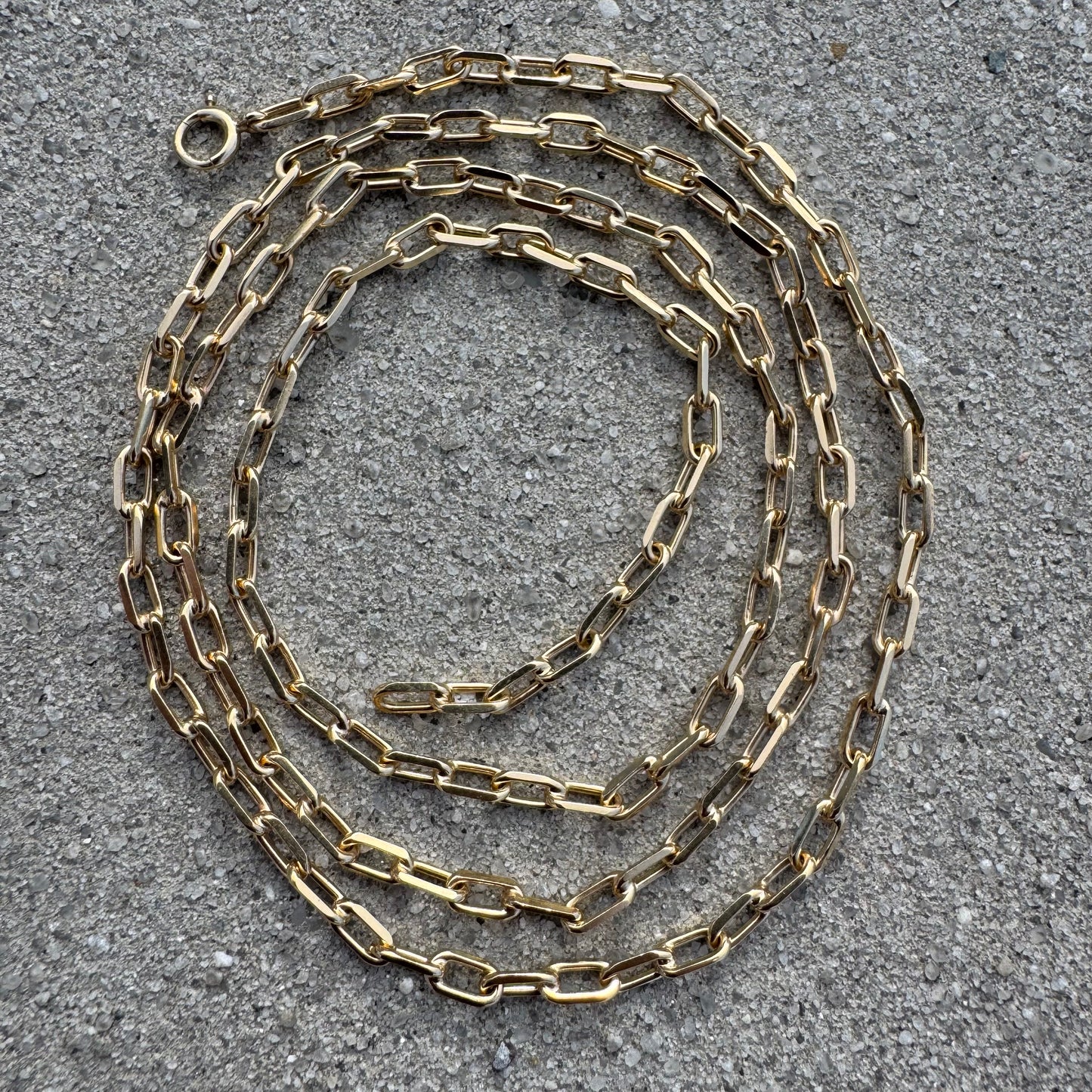 Vintage Solid 14k Yellow Gold Knife Edged “Biker Chain” Anchor Link Necklace (30”)