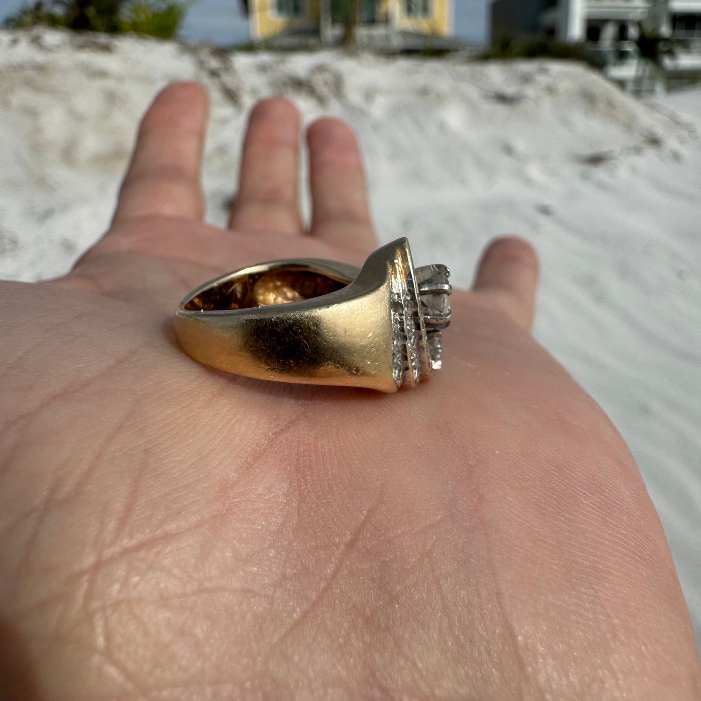 1967 14k Yellow Gold 1.25CTW Natural Diamond Flooded Hand Wrought Ring By Stuller (6.5)