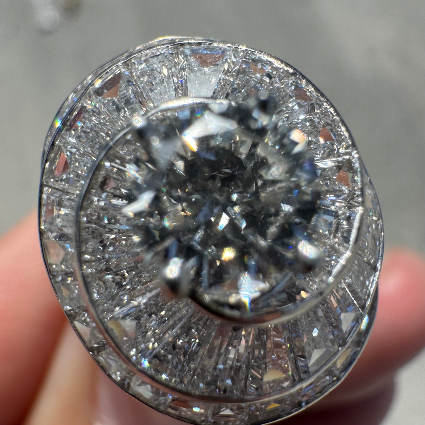 Art Deco Oscar Heyman Bros. Solid Platinum 3.8ctw Natural VS1 Diamond Cocktail Ring (5)