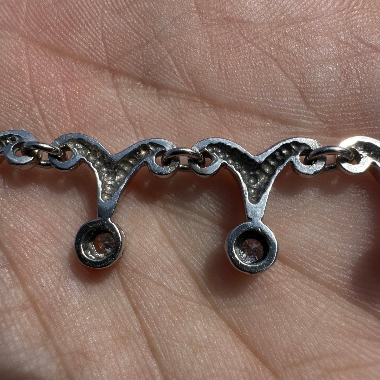Vintage Solid 14k White Gold 2.70ctw Natural Diamond Drop Necklace (16.25”)