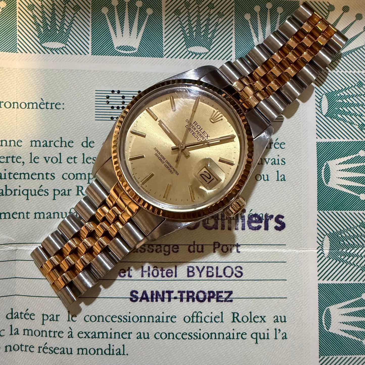 Vintage Solid 14k Yellow Gold 3.5Ctw Natural Diamond Classic Line Style Tennis Bracelet And Rolex Datejust 16013