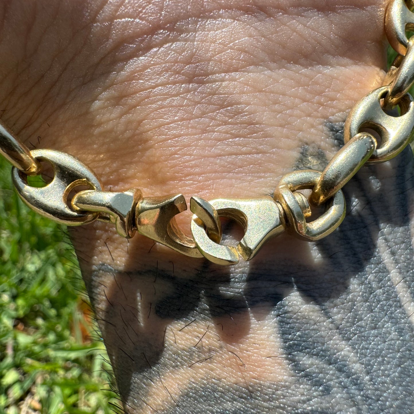 Vintage Solid 14k Yellow Gold Super Heavyweight Chaine D Ancre Puffed Gucci Link Necklace (21”)