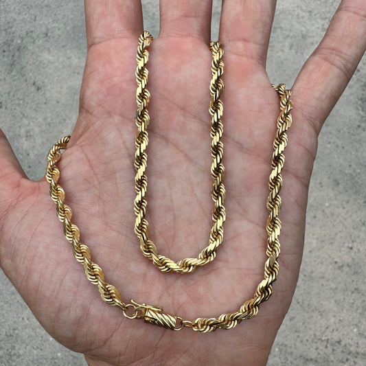 1980’s Solid 14k Heavyweight Diamondcut Yellow Gold Chunky Rope Chain Necklace (18”)