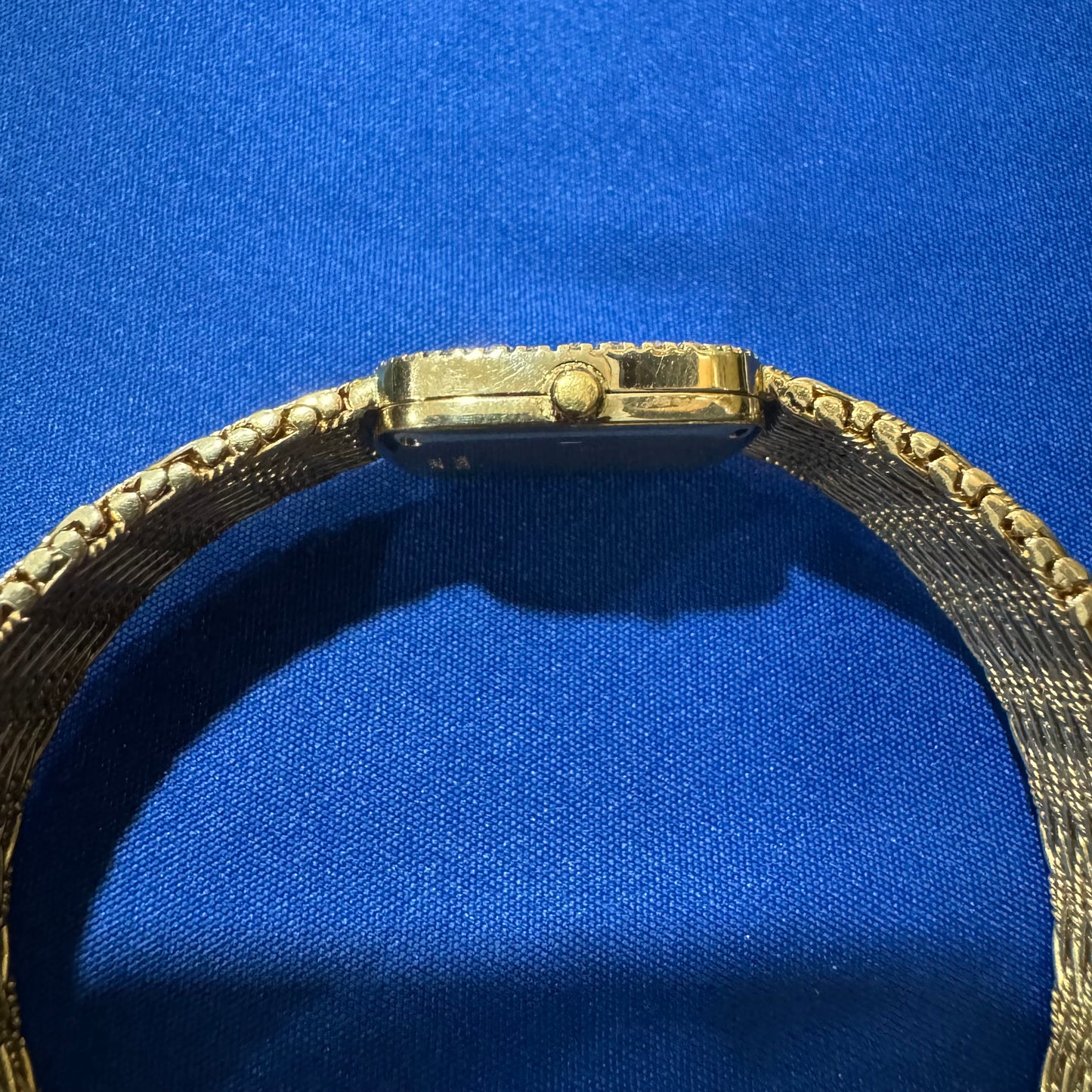 Late 1970’s/Early 1980’s Piaget Solid 18k Yellow Gold Factory Diamond Bezel Falcons Eye Stone Dial 9908 D11 Watch (7.5”)