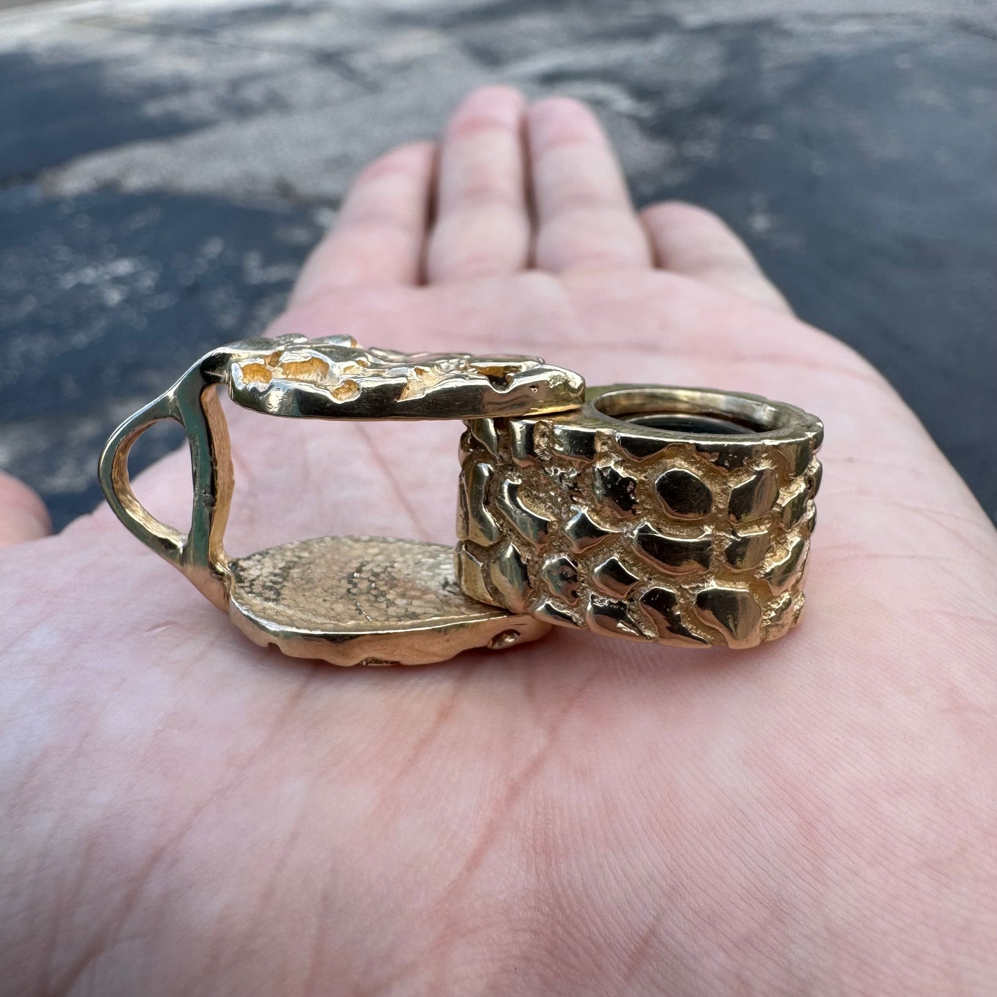 Vintage Solid 14k Yellow Gold Nugget Jewelers Loupe