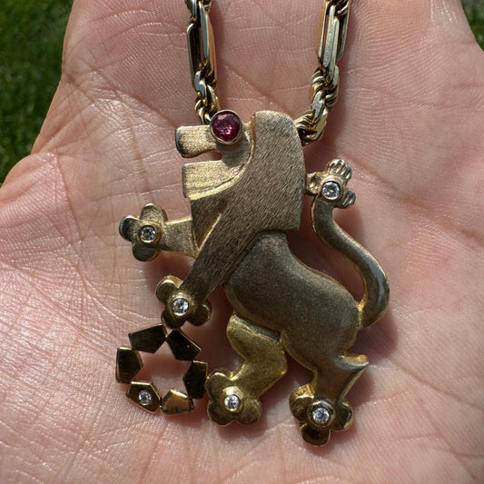 1982 Solid 14k Yellow Gold Heavyweight Lion Of Judah Pendant