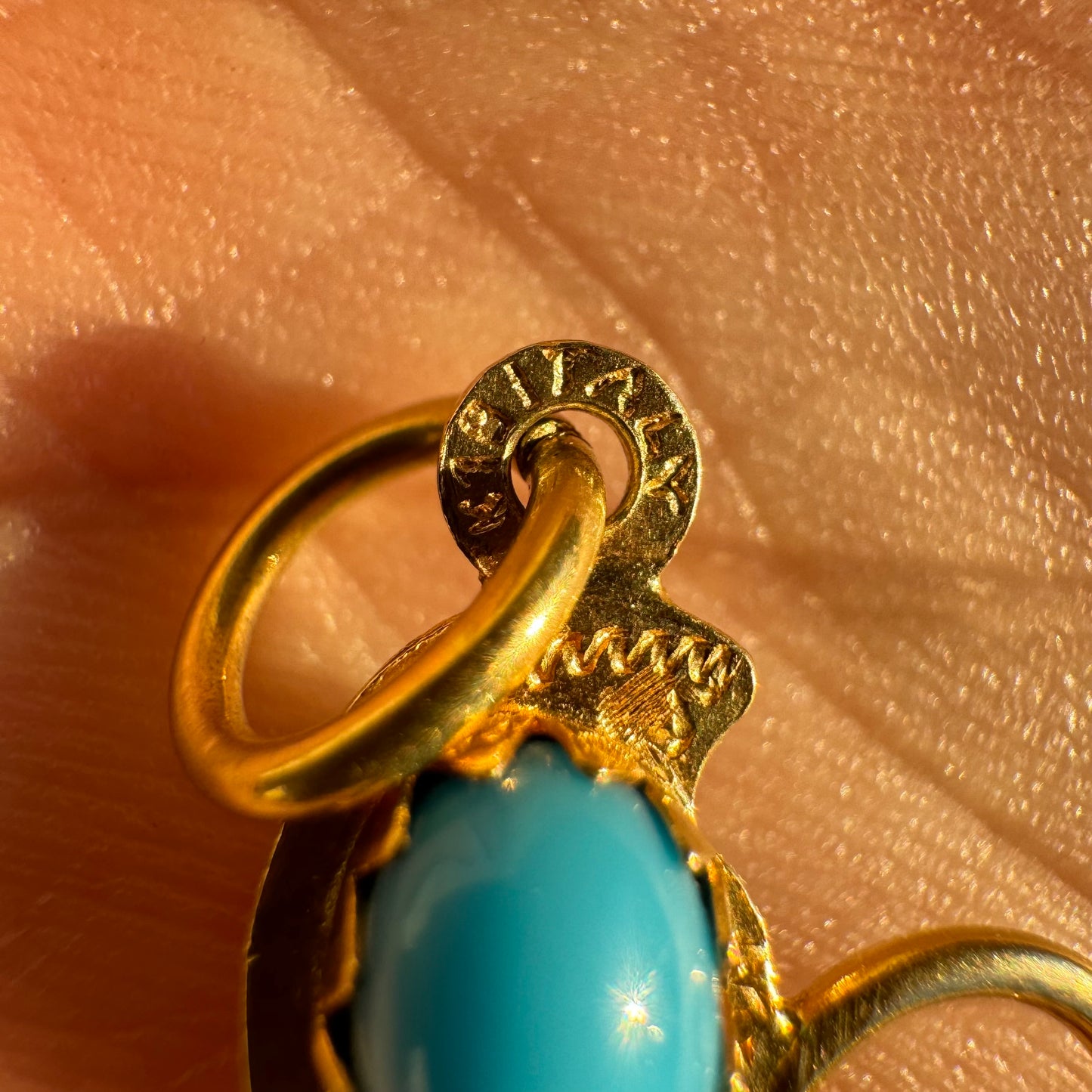 Mid-Century 18K Italian Yellow Gold Persian Turquoise Pistol Pendant