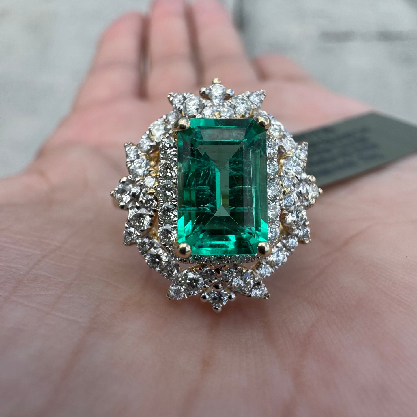 Brand New 14k Yellow Gold 1.62ct Natural Columbian Emerald .76ctw Natural VS White Diamond Ring (8)