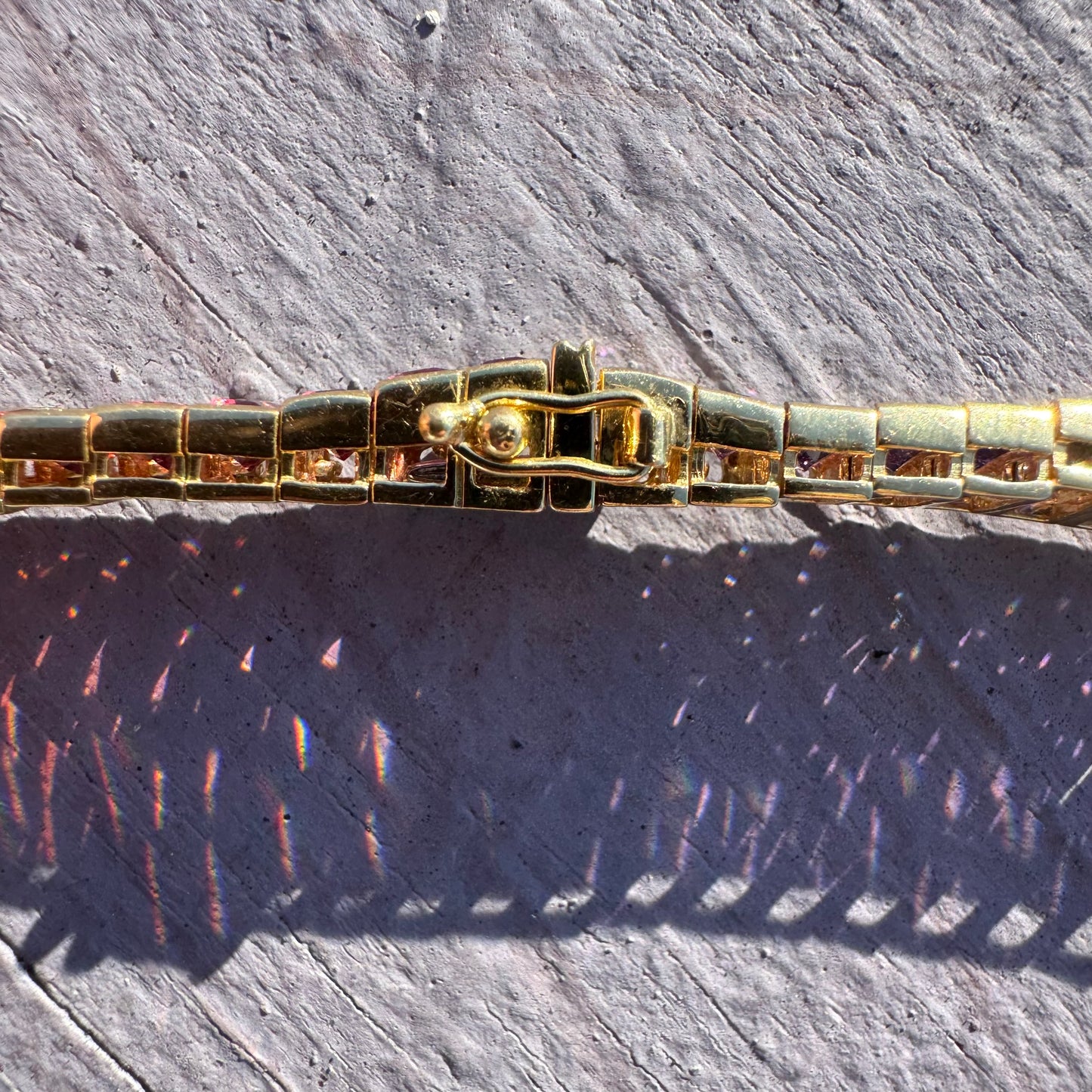 Designer Made Solid 18k Yellow Gold Natural Multi Gemstone Rainbow Tennis Necklace (17”)