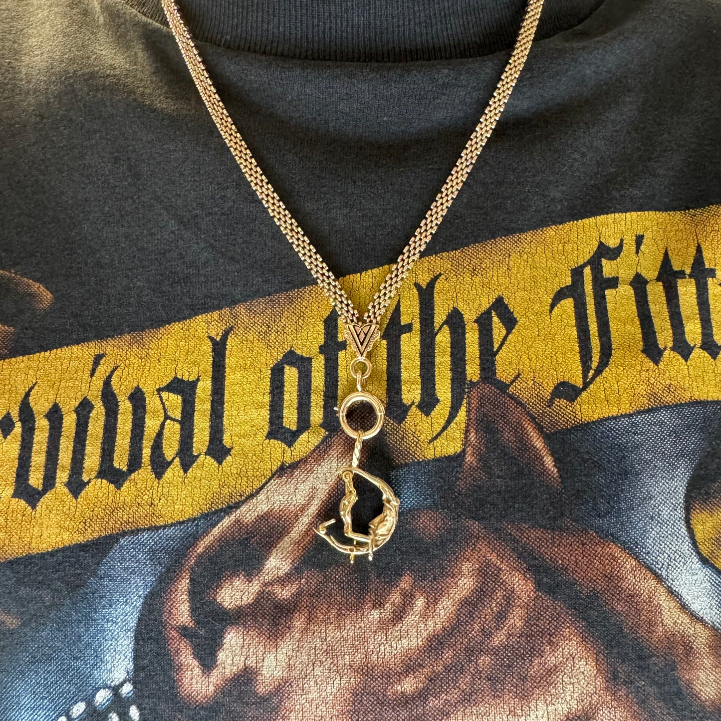 Antique Victorian 10k Yellow Gold Black Enamel Necklace (19”)