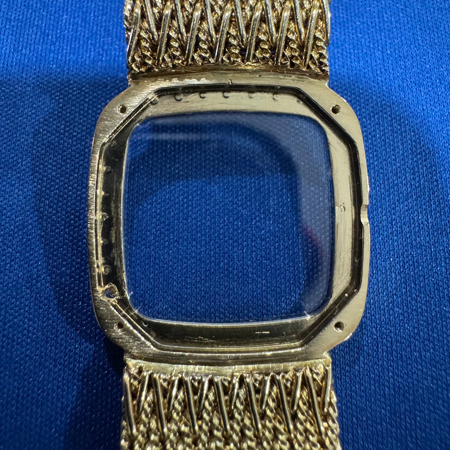 Late 1970’s/Early 1980’s Piaget Solid 18k Yellow Gold Factory Diamond Bezel Falcons Eye Stone Dial 9908 D11 Watch (7.5”)