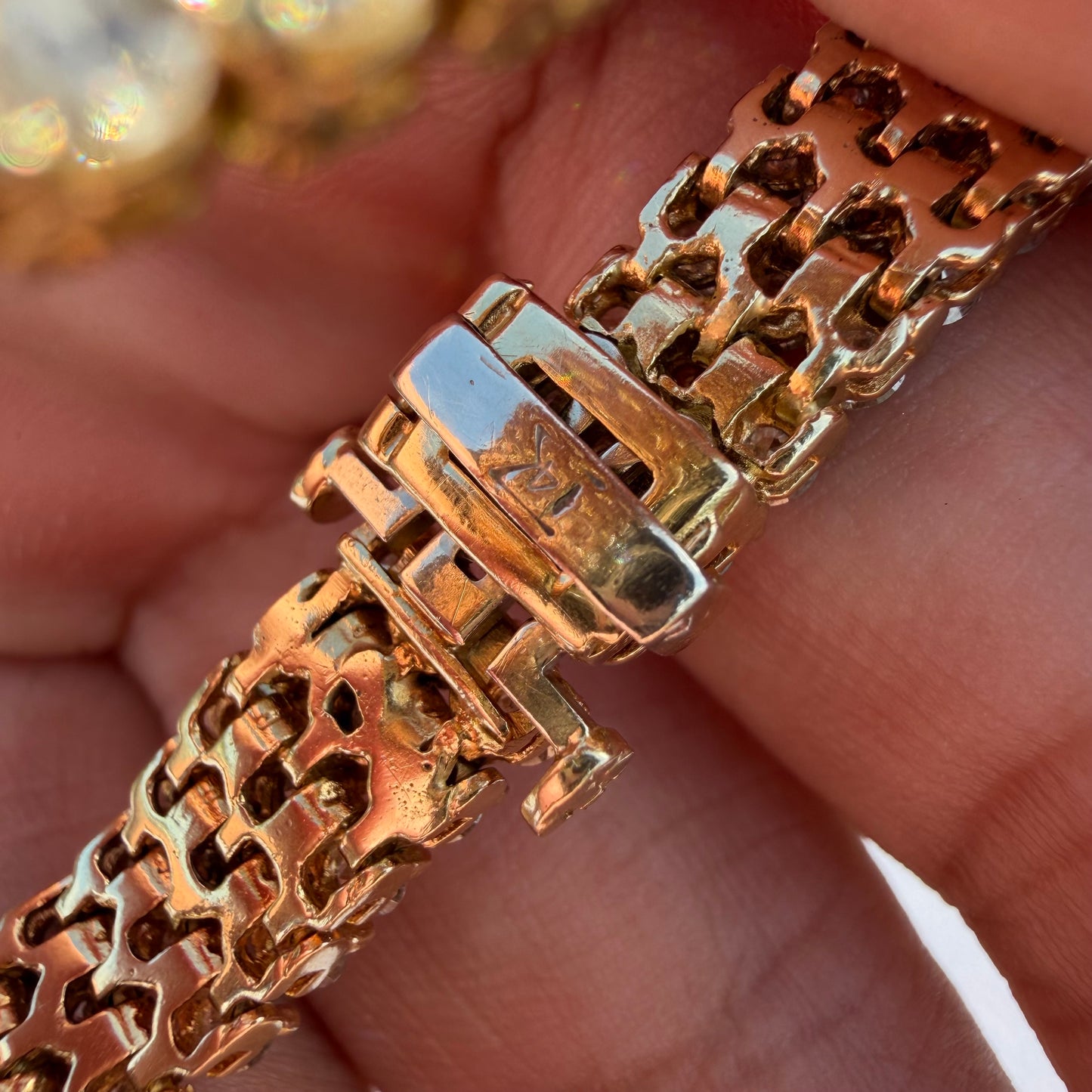 Vintage Solid 14k Yellow Gold 8.85ctw Natural Diamond 3 Row Tennis Bracelet (7.5”)
