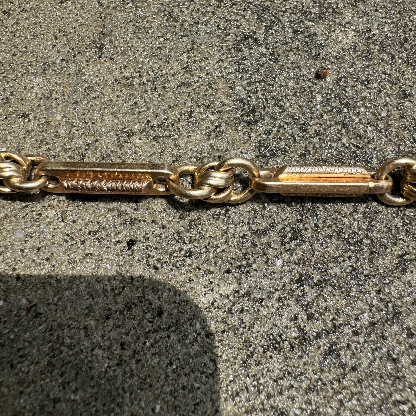 Victorian Solid 14k Gold Fancy Link Watch Chain Bracelet (8.5”)