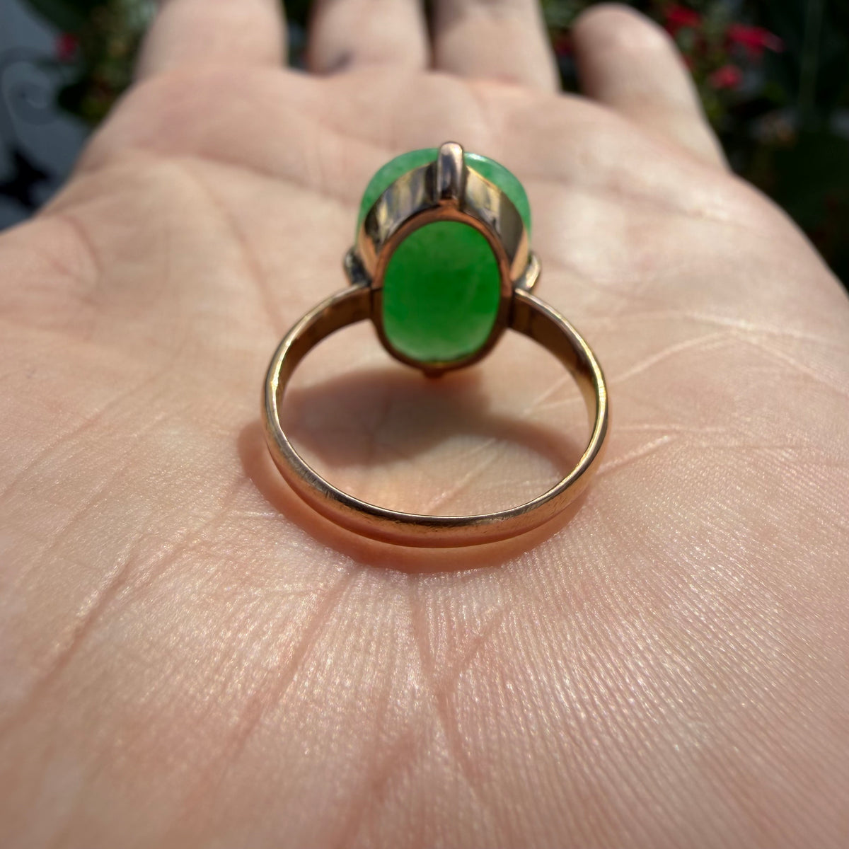 Antique Chinese Traditional 18k Gold 5.0ct Green Apple Jadeite Ring (6)