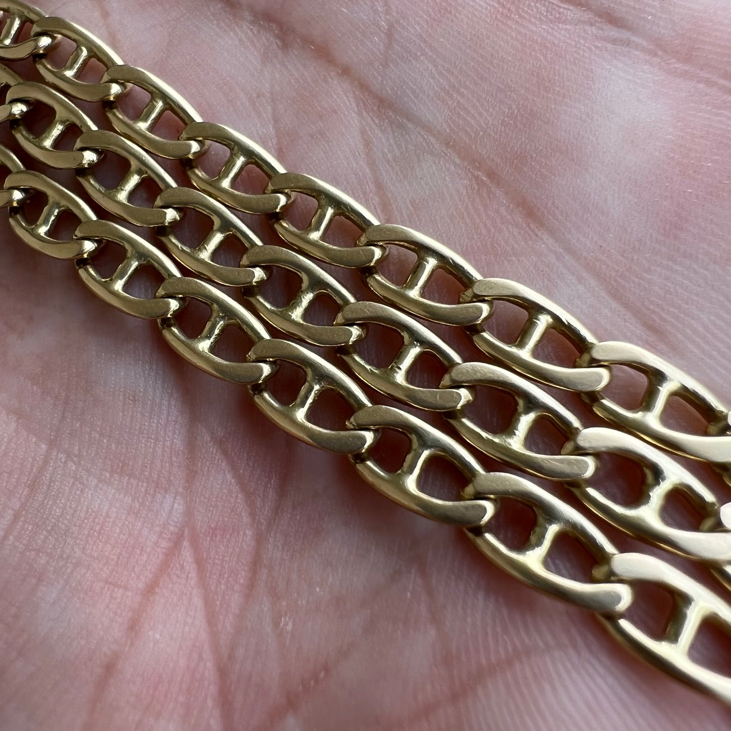 1970’s Solid 14k Yellow Gold OG Classic Style Mariner Link Necklace (18.5”)