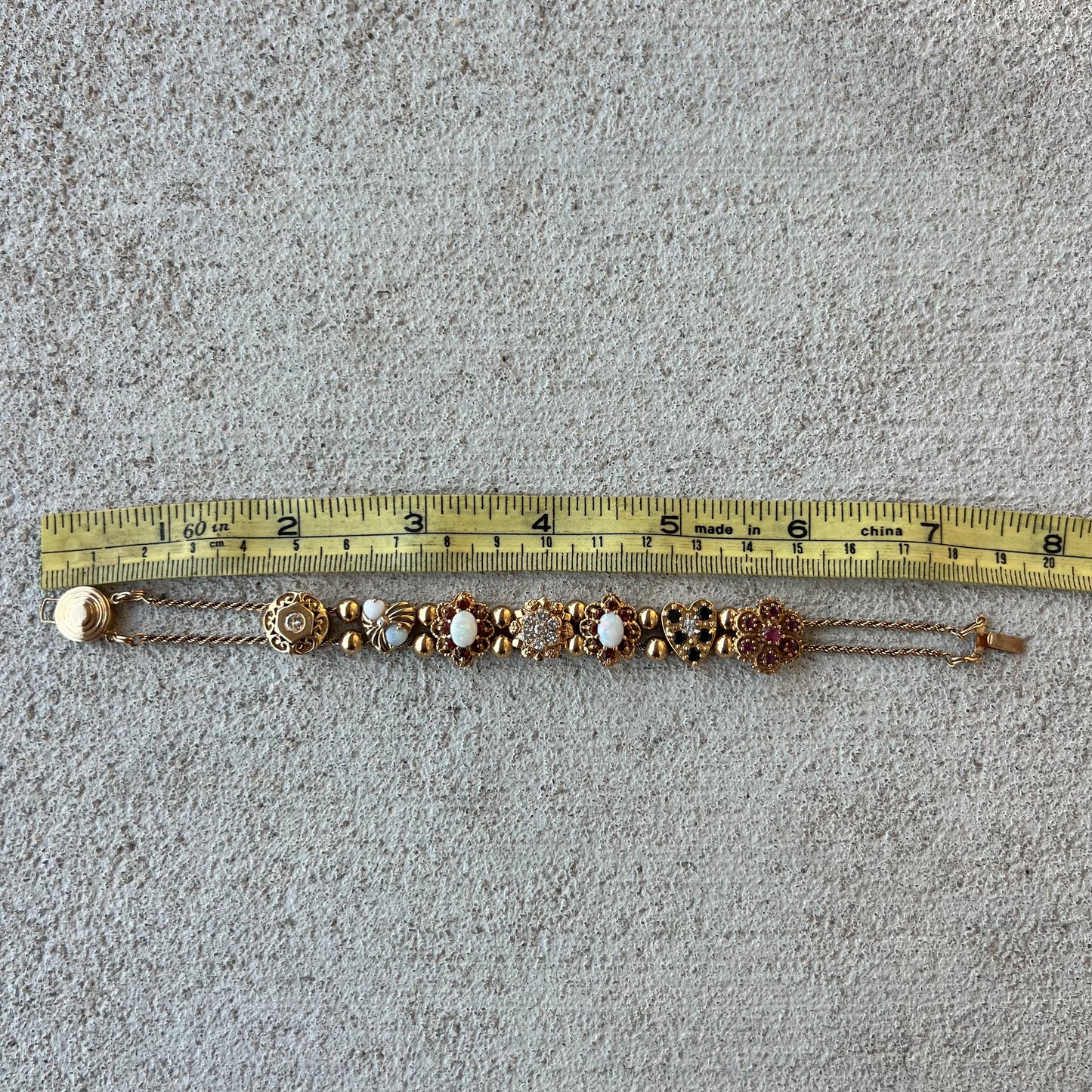 Vintage 14k Precious Gemstone Slider Bracelet By Richard Klein (7.5”)