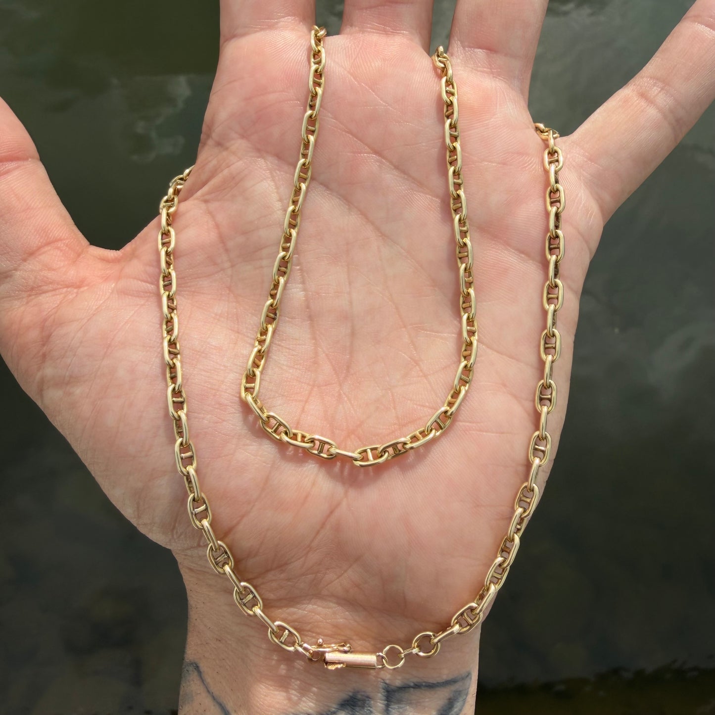 Vintage Balestra Solid 14k Yellow Italian Gold Classic Chaine D’ Ancre Mariner Link Necklace (21”)