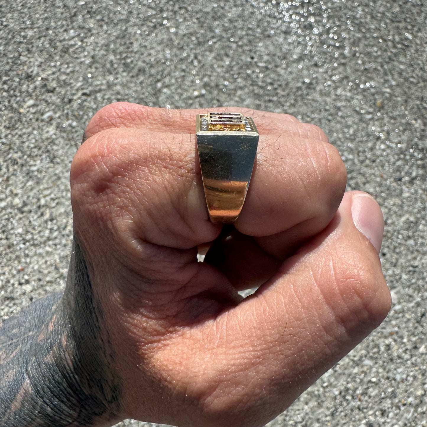 1980’s 14k Plumb Yellow Gold 1.0CTW Natural Diamond & .50CTW Ruby Signet Ring (10)