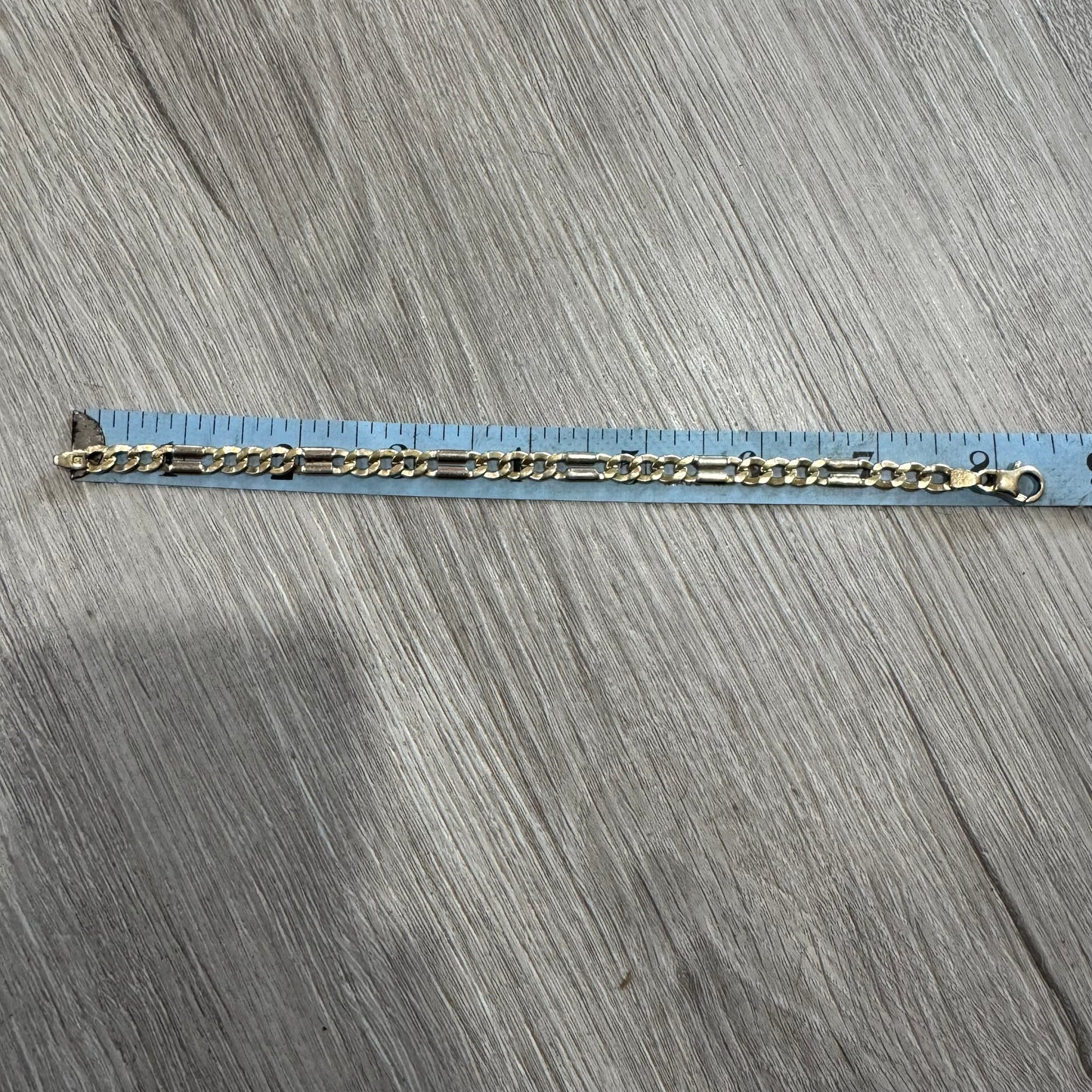 Vintage Solid 14k Yellow Italian Gold Tony Soprano Razorblade Curb Link Bracelet (8.25”)